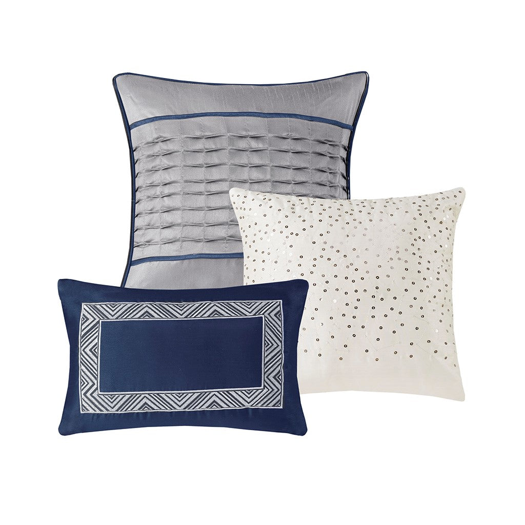 Rhapsody Navy 7-Piece Comforter Set Comforter Sets By JLA HOME/Olliix (E & E Co., Ltd)