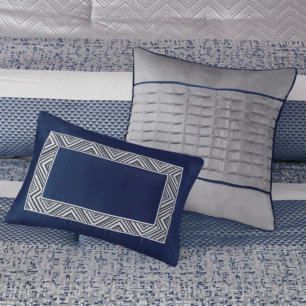 Rhapsody Navy 7-Piece Comforter Set Comforter Sets By JLA HOME/Olliix (E & E Co., Ltd)