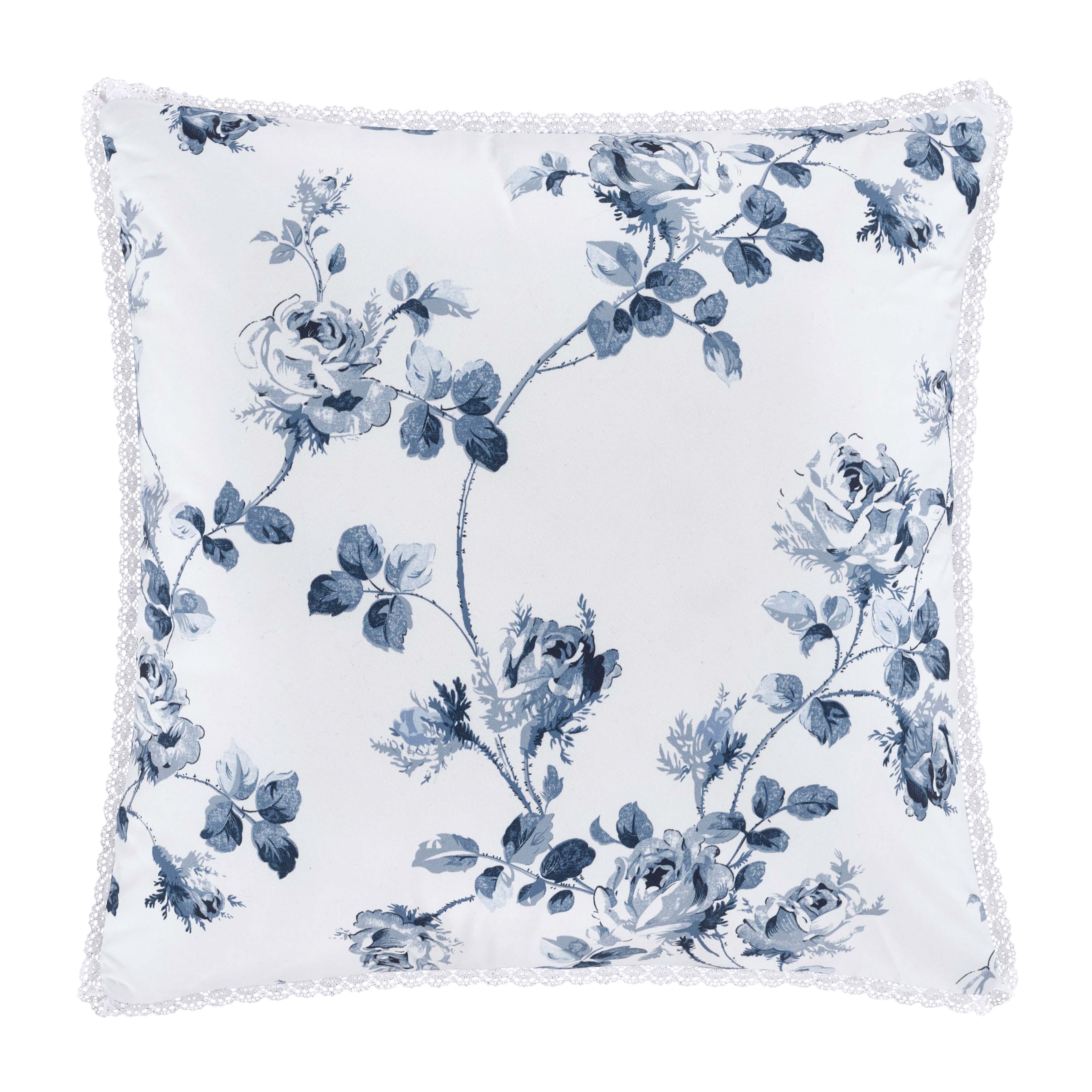 Rialto French Blue Square Decorative Throw Pillow 16" x 16" By J Queen Throw Pillows By J. Queen New York