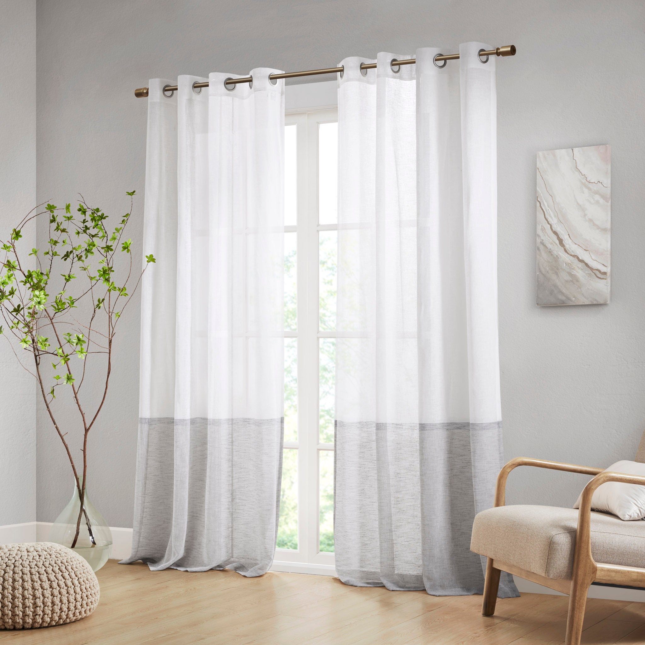 Romo White/Grey Window Panel Window Panels By Croscill Home LLC