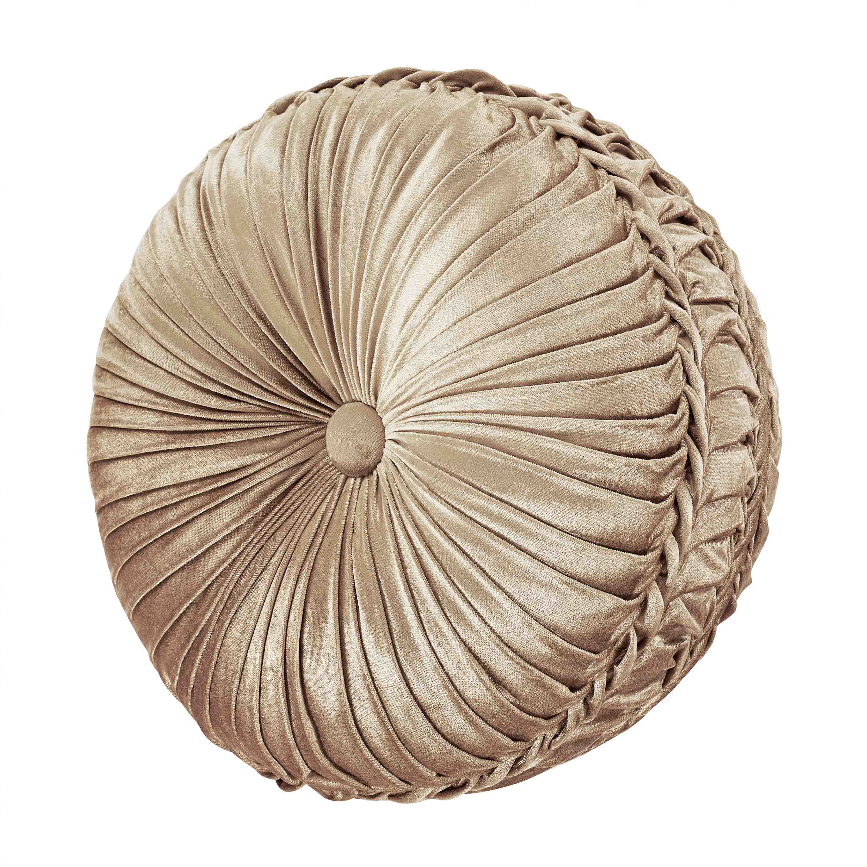 Sandstone Beige Tufted Round Decorative Throw Pillow By J Queen Throw Pillows By J. Queen New York