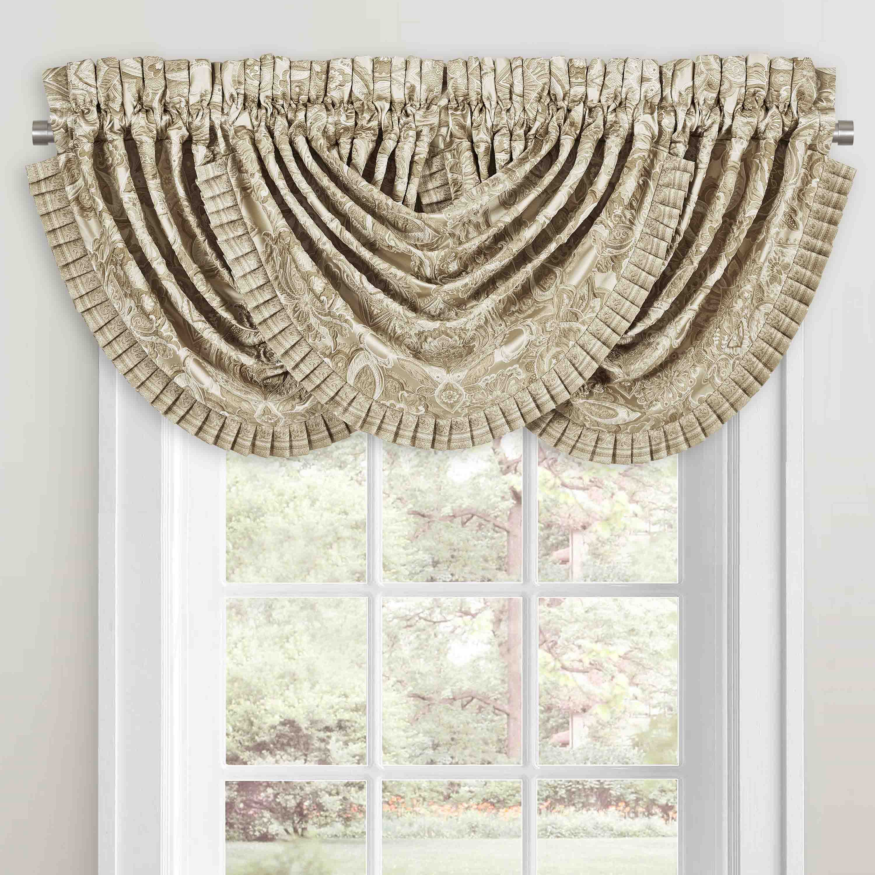 Sandstone Beige Waterfall Window Valance By J Queen Window Valances By J. Queen New York