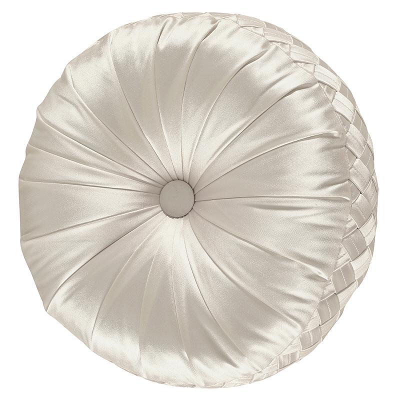 Satinique Natural Tufted Round Decorative Throw Pillow By J Queen Throw Pillows By J. Queen New York