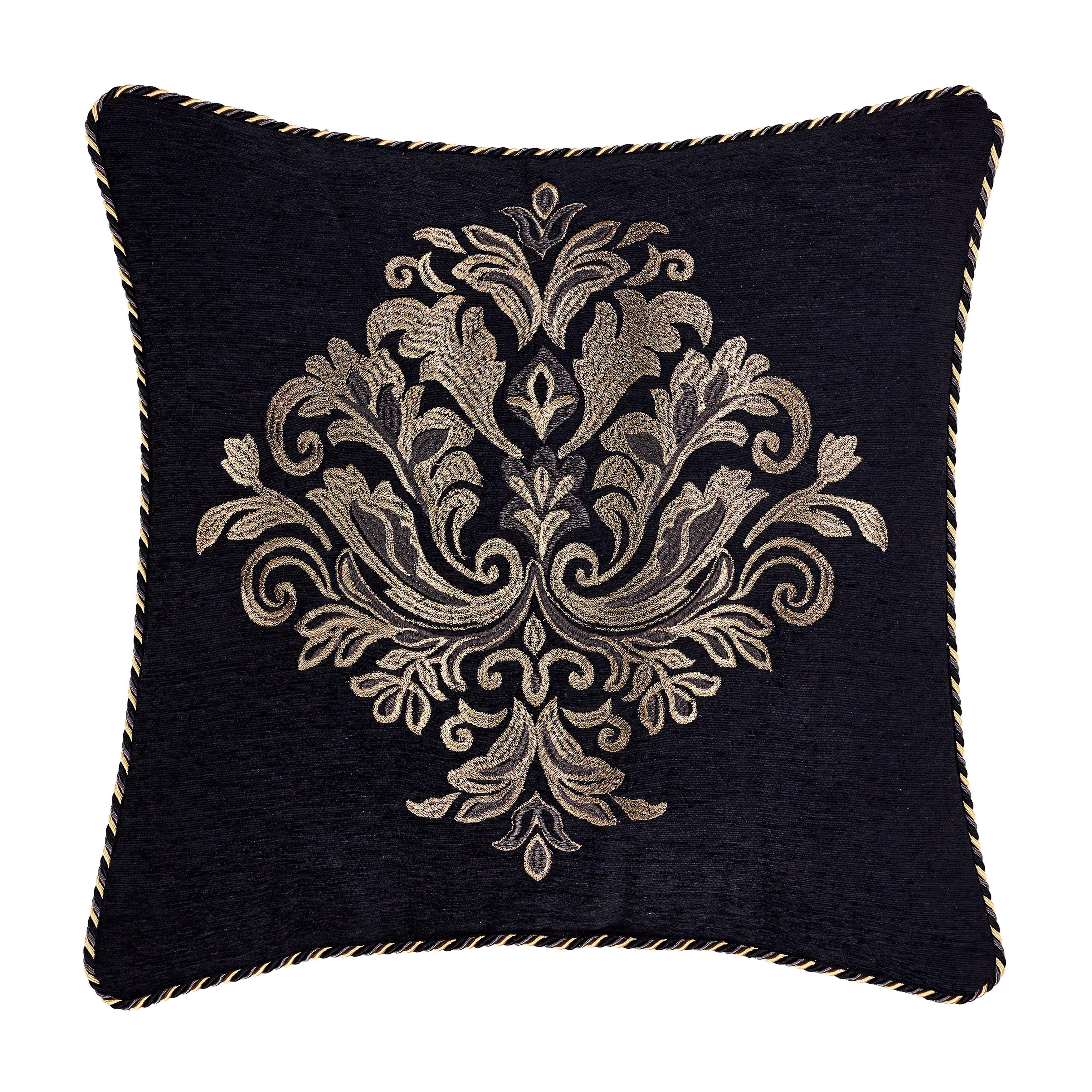 Savoy Pewter Square Decorative Throw Pillow 20" x 20" By J Queen Throw Pillows By J. Queen New York