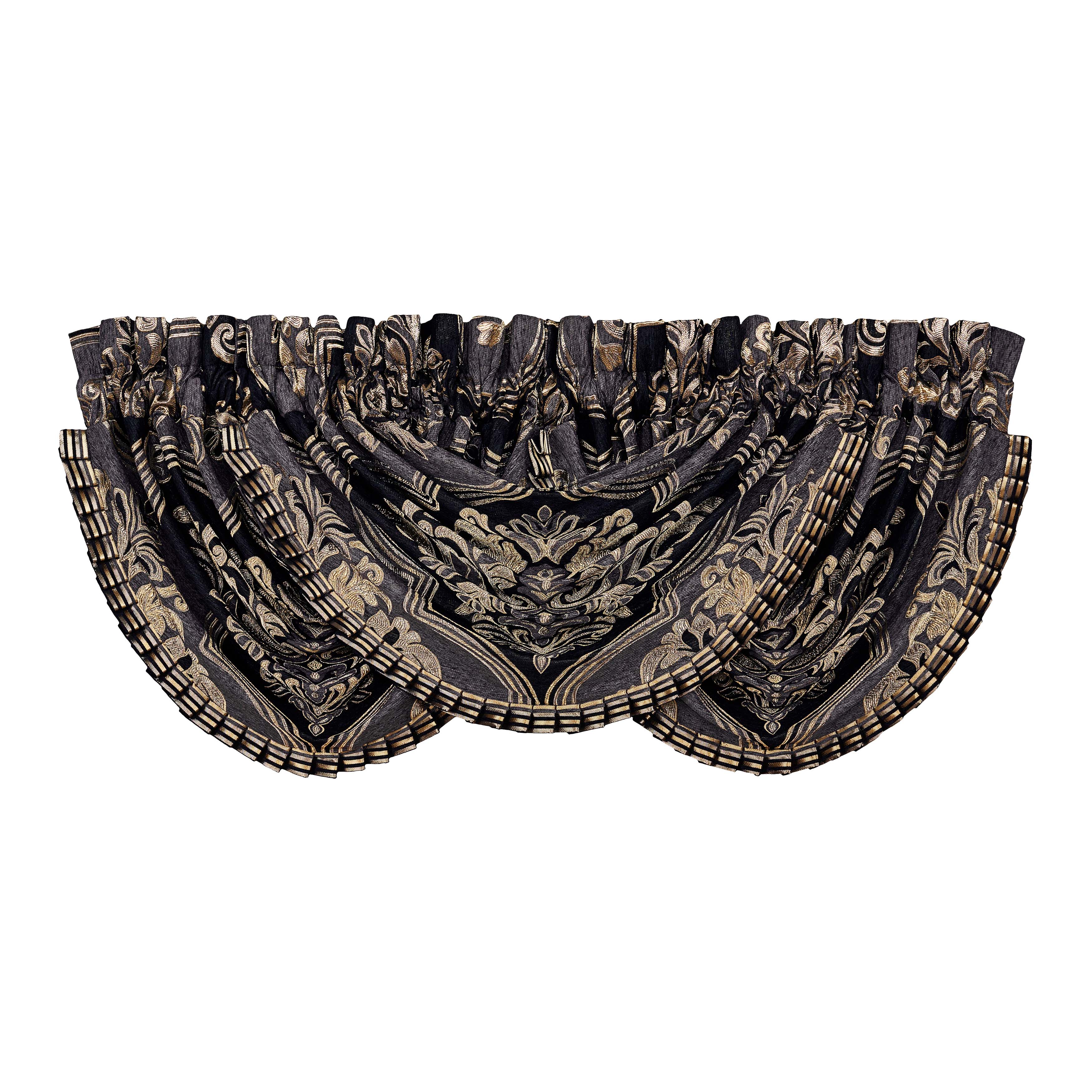 Savoy Pewter Waterfall Window Valance By J Queen Window Valances By J. Queen New York