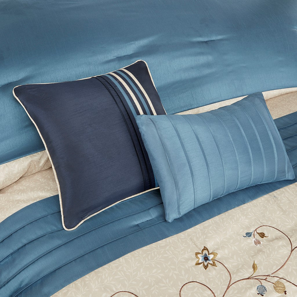 Serene Navy 7-Piece Comforter Set Comforter Sets By JLA HOME/Olliix (E & E Co., Ltd)
