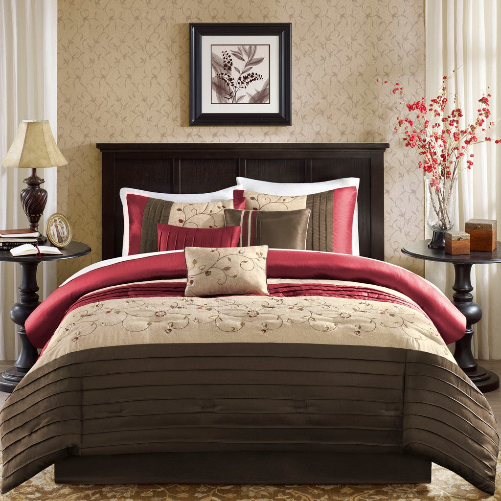 Serene Red 7-Piece Comforter Set Comforter Sets By JLA HOME/Olliix (E & E Co., Ltd)