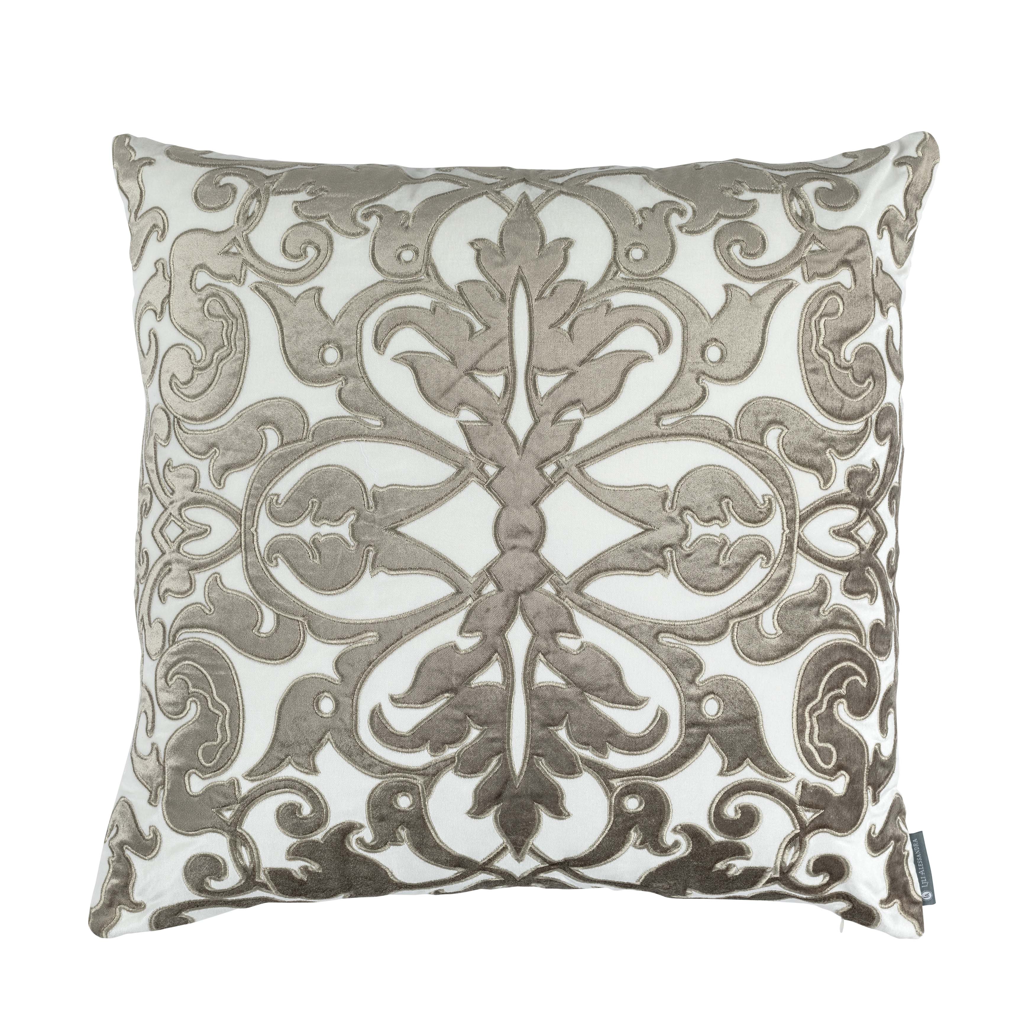 Soho Ivory/Fawn Matte Velvet Jackie Square Decorative Throw Pillow Throw Pillows By Lili Alessandra