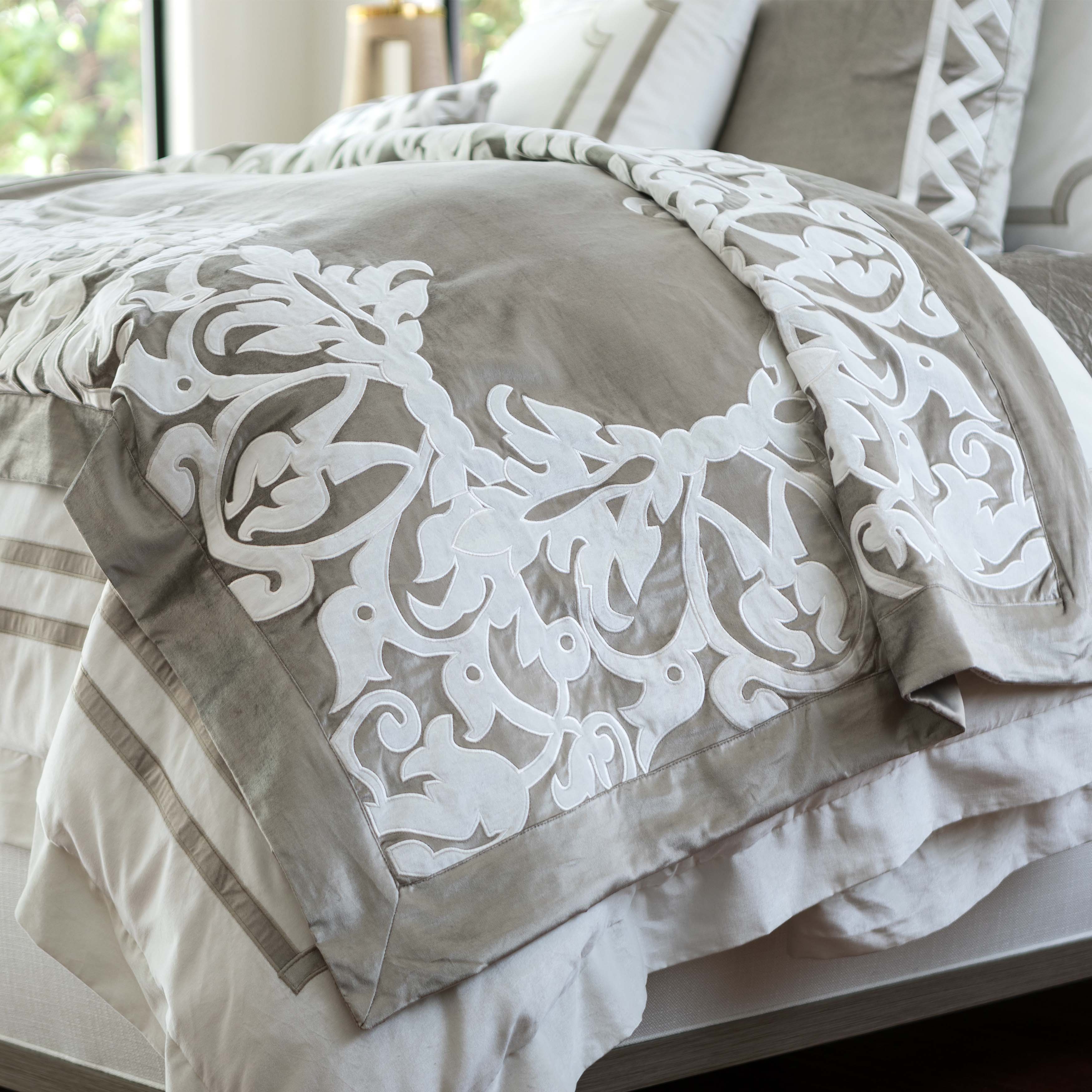 Soho Ivory/Fawn Matte Velvet Jackie Throw Throws By Lili Alessandra