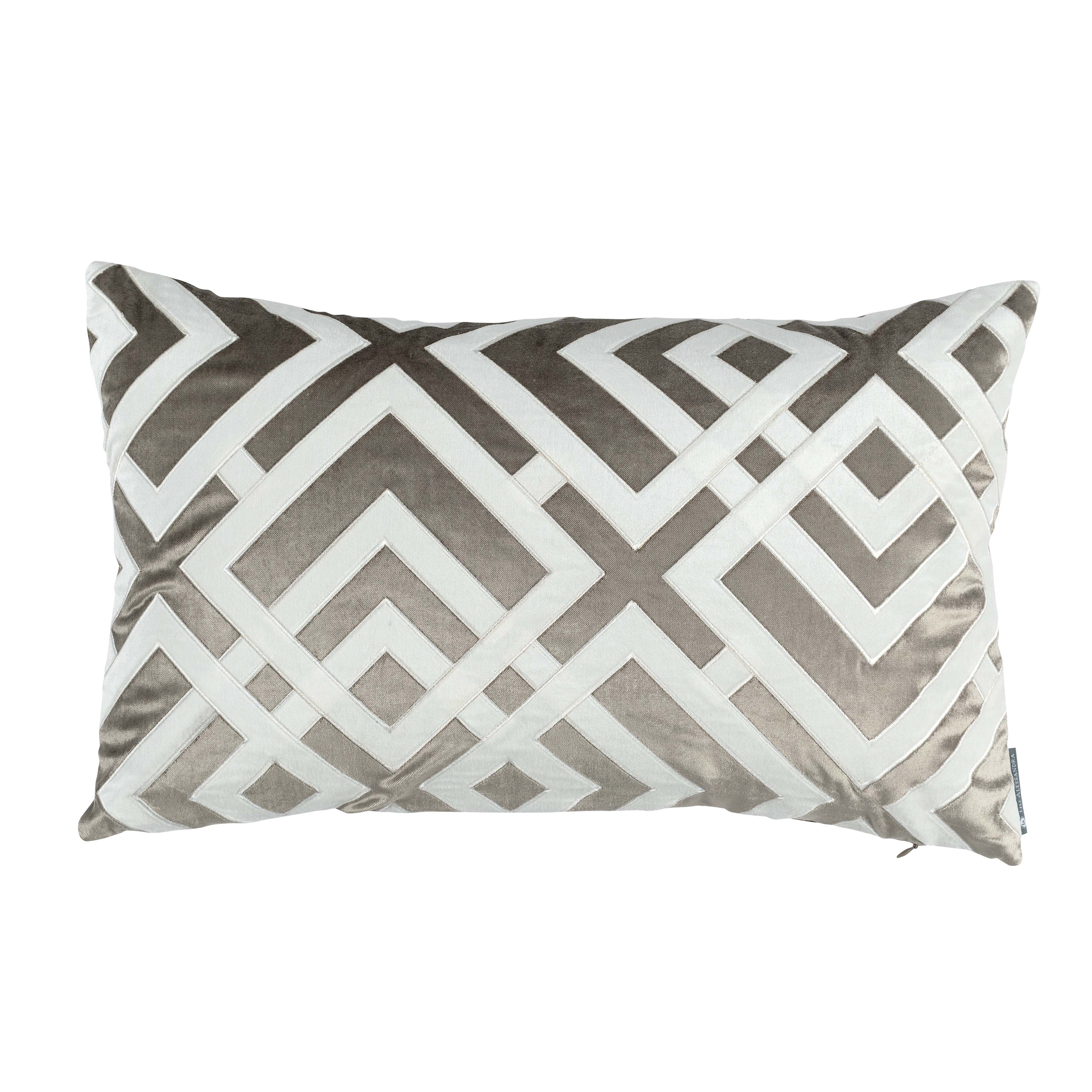 Soho Ivory/Fawn Matte Velvet Karl Rectangle Decorative Throw Pillow Throw Pillows By Lili Alessandra