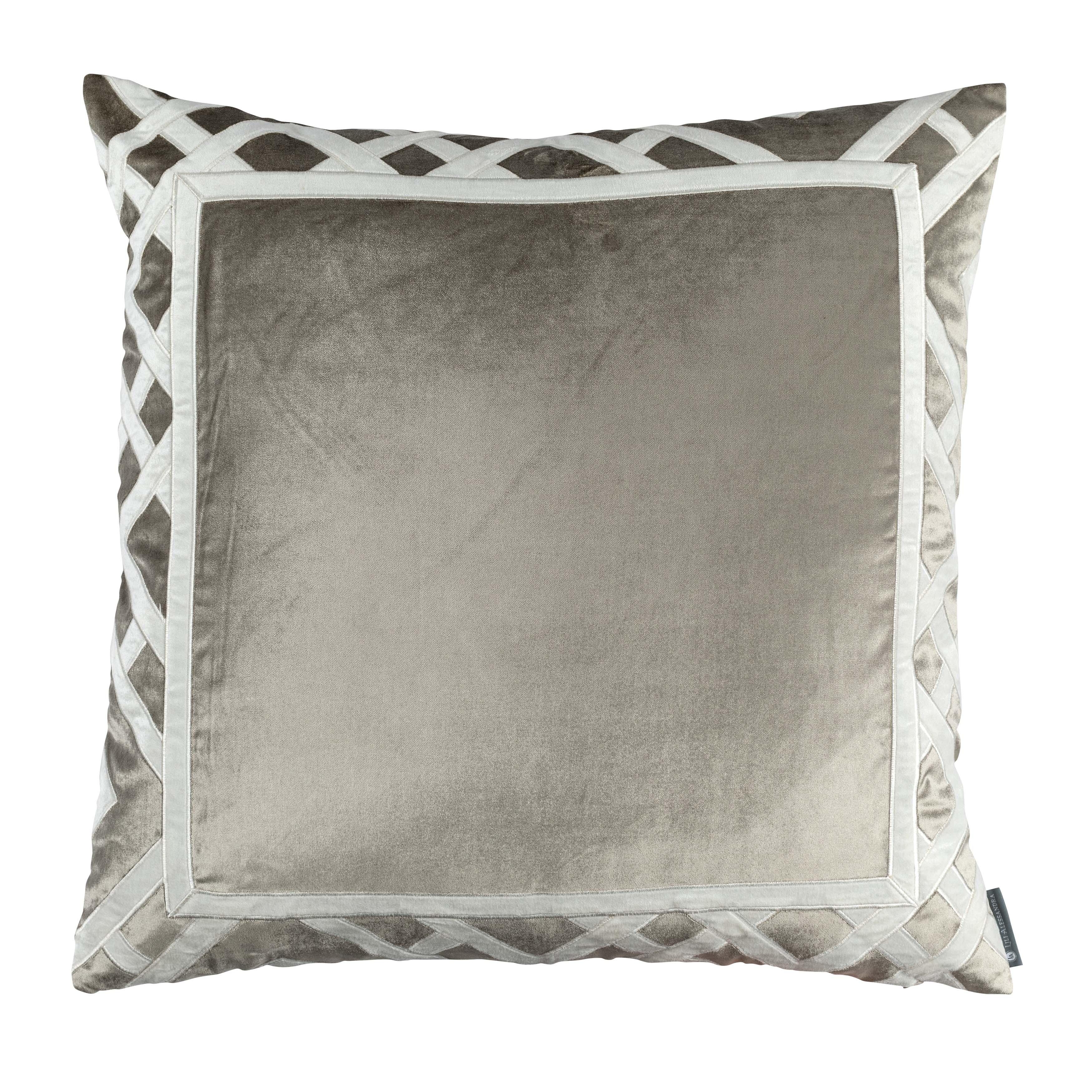 Soho Ivory/Fawn Matte Velvet Karl Square Decorative Throw Pillow Throw Pillows By Lili Alessandra