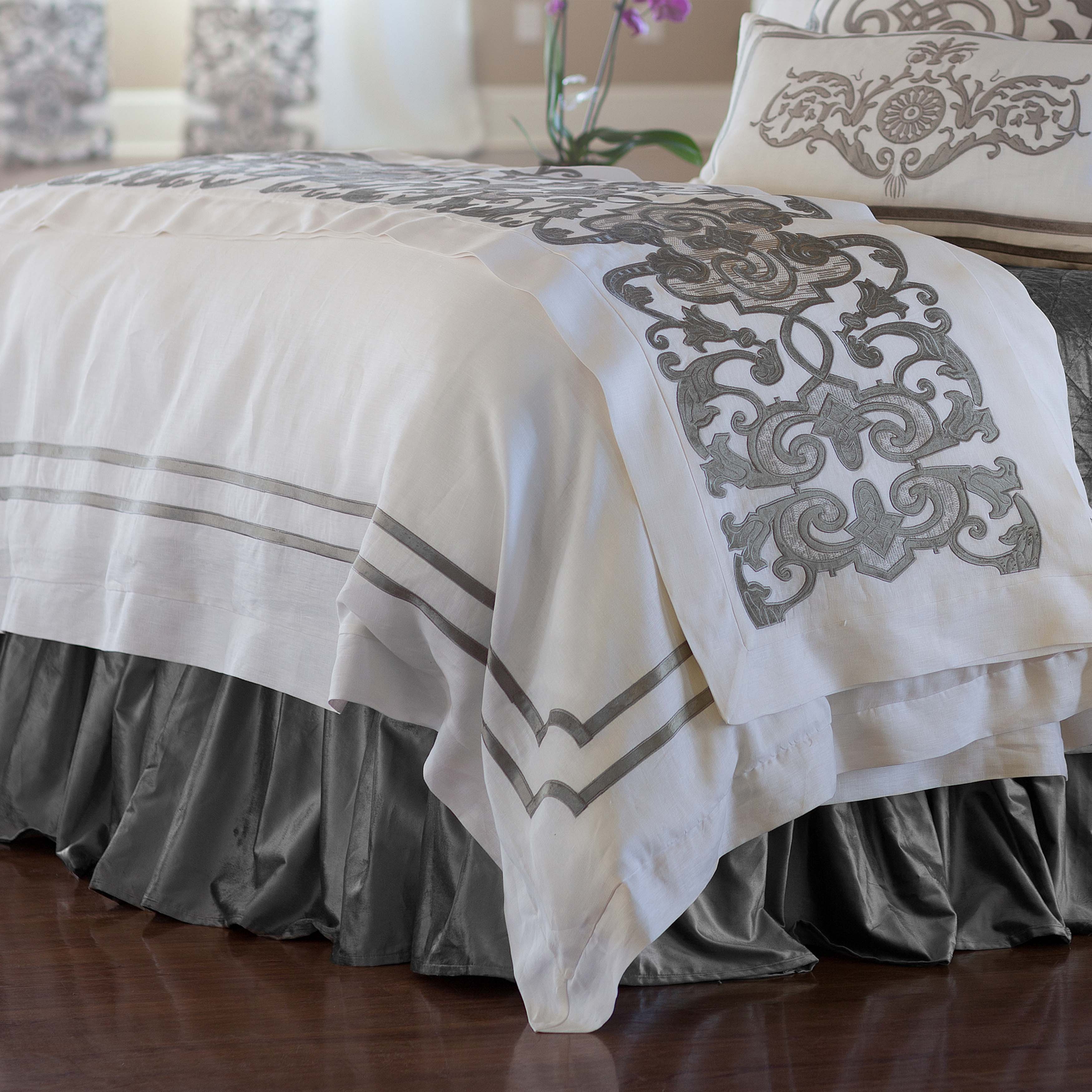 Soho White Linen Silver Velvet Duvet Cover Duvet Covers By Lili Alessandra