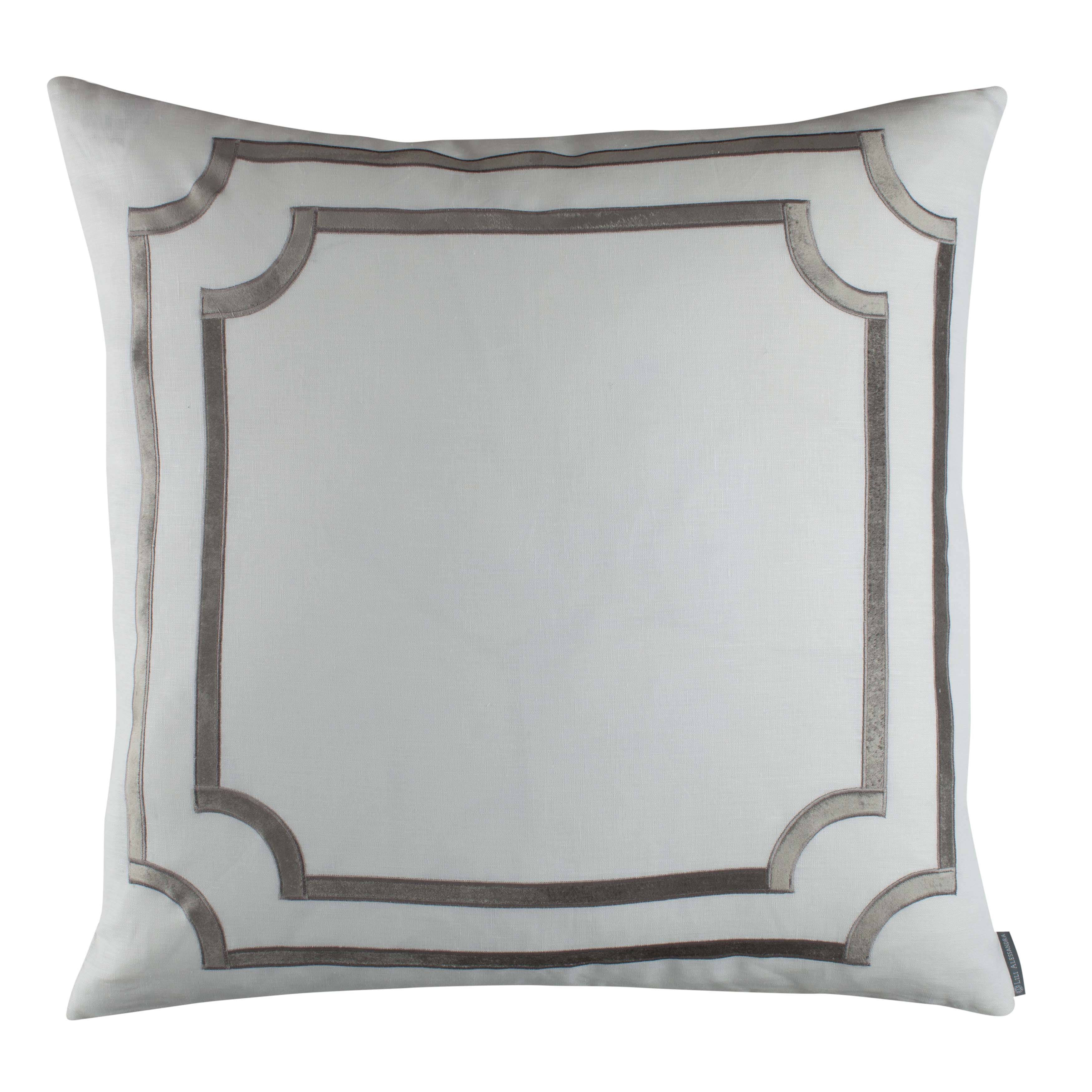 Soho White Linen Silver Velvet Euro Decorative Throw Pillow Throw Pillows By Lili Alessandra