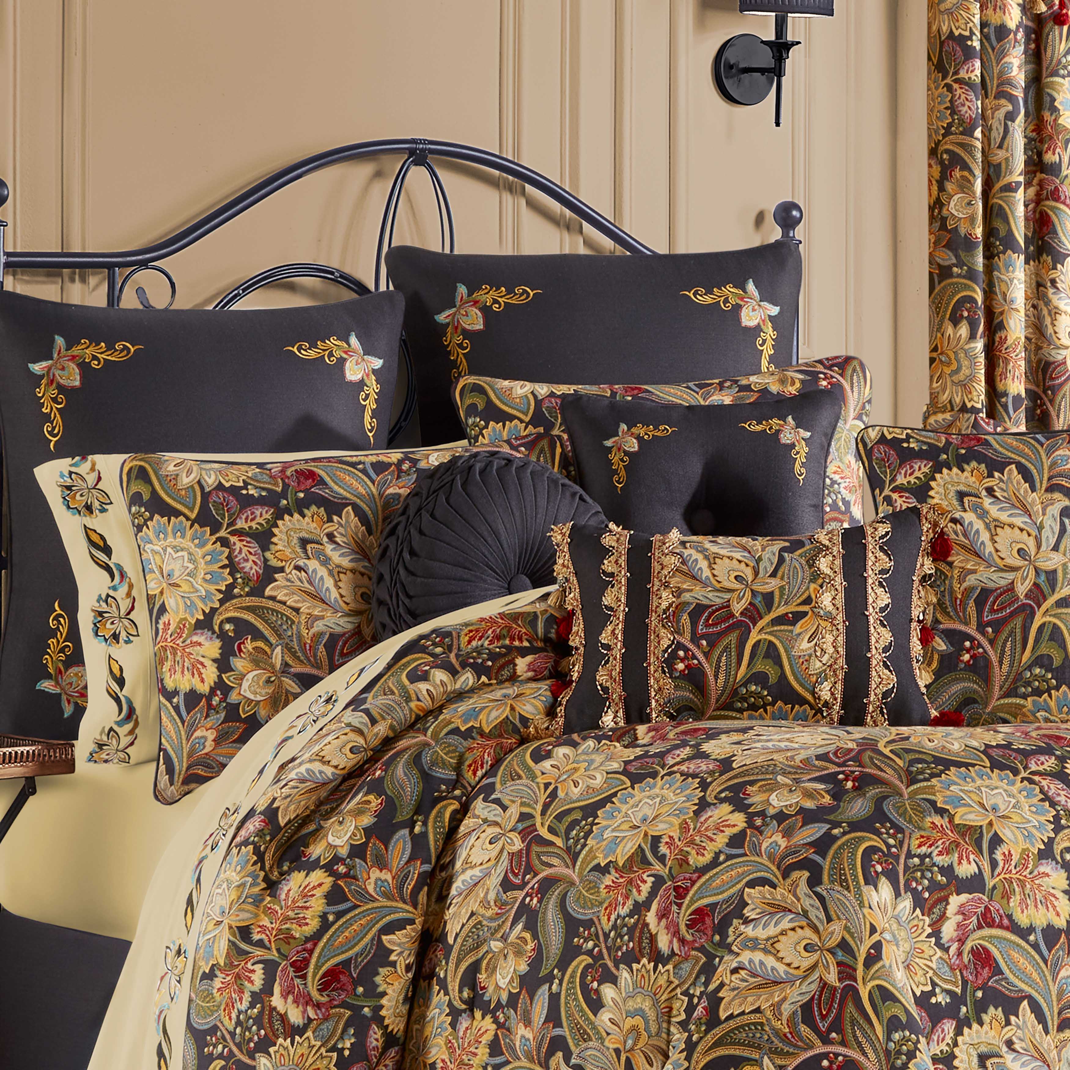 Stefania Black 4-Piece Comforter Set By J Queen - Final Sale Comforter Sets By J. Queen New York