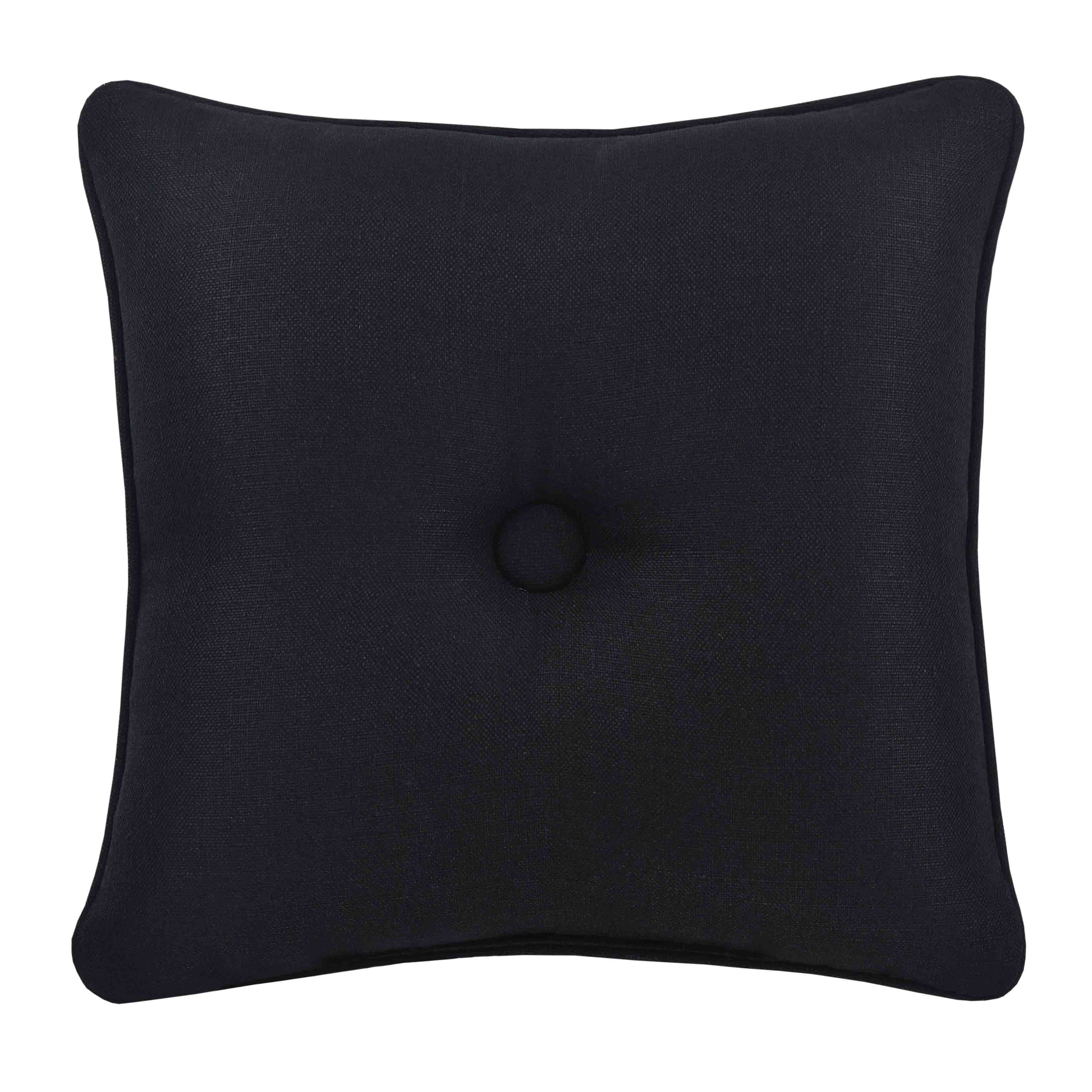 Stefania Black Square Decorative Throw Pillow 16" x 16" - Final Sale Throw Pillows By J. Queen New York