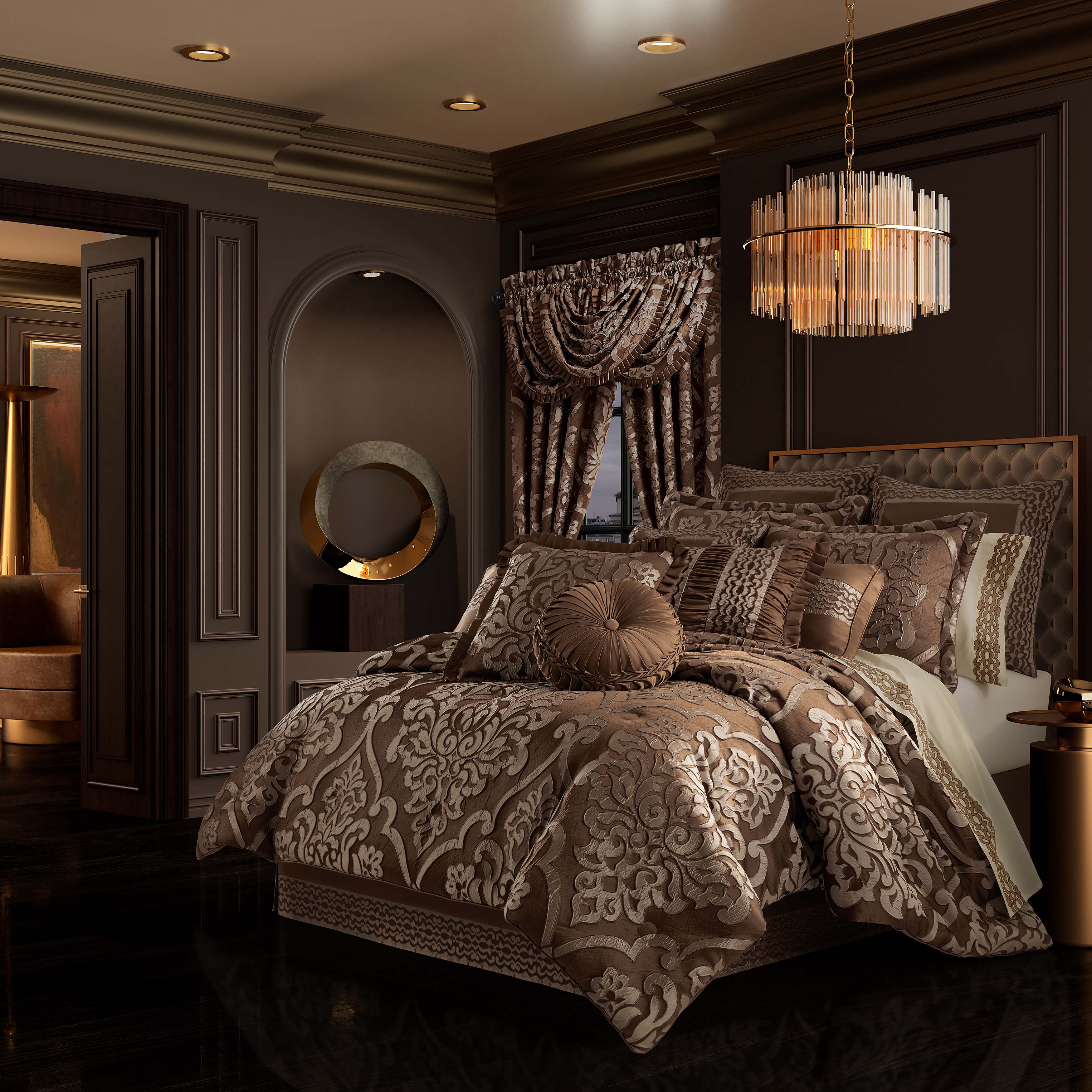 J Queen Surano Copper 4-Piece Comforter Set in Cal King- Final Sale Comforter Sets By US Office - Latest-bedding