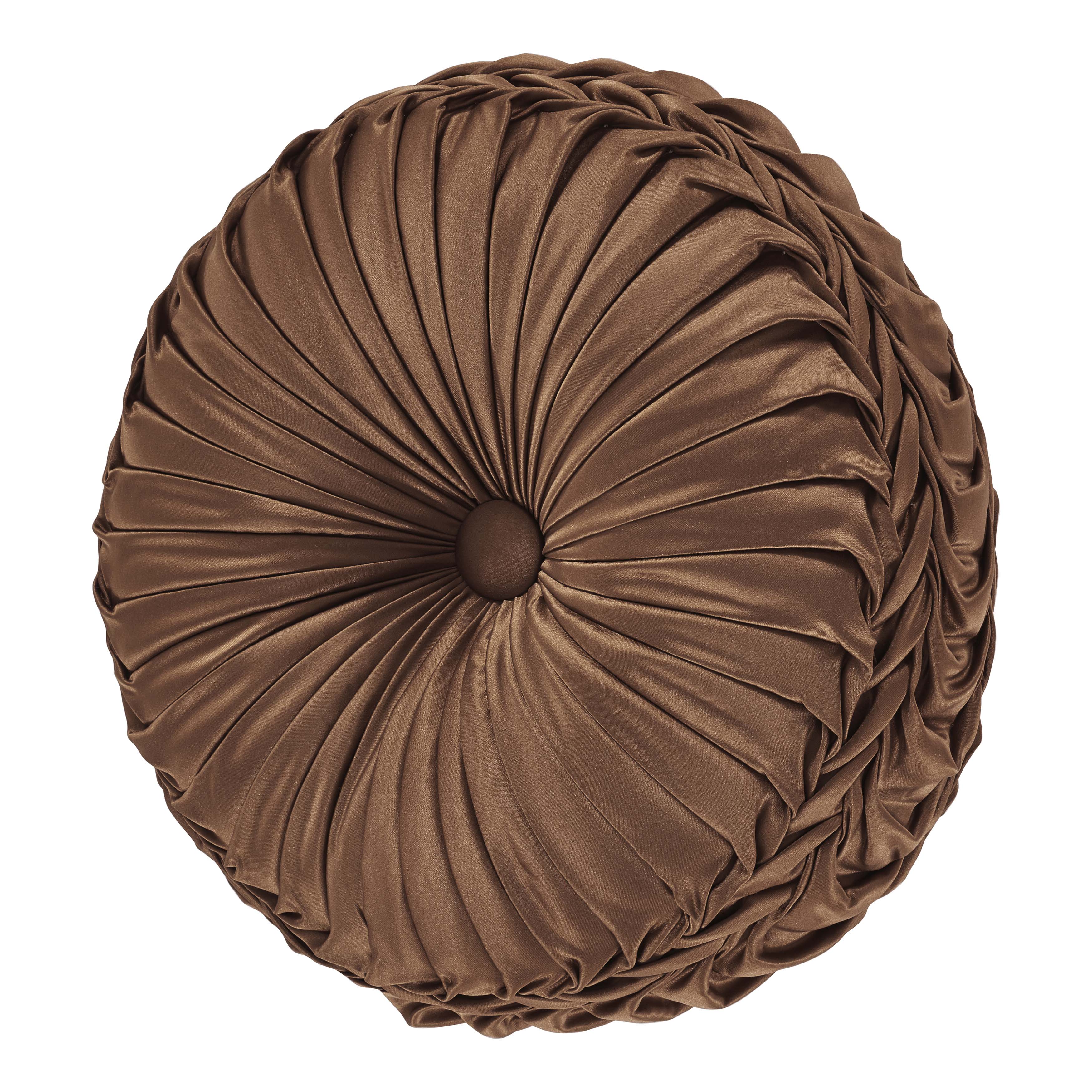 Surano Copper Tufted Round Decorative Throw Pillow 15" x 15" By J Queen Throw Pillows By J. Queen New York