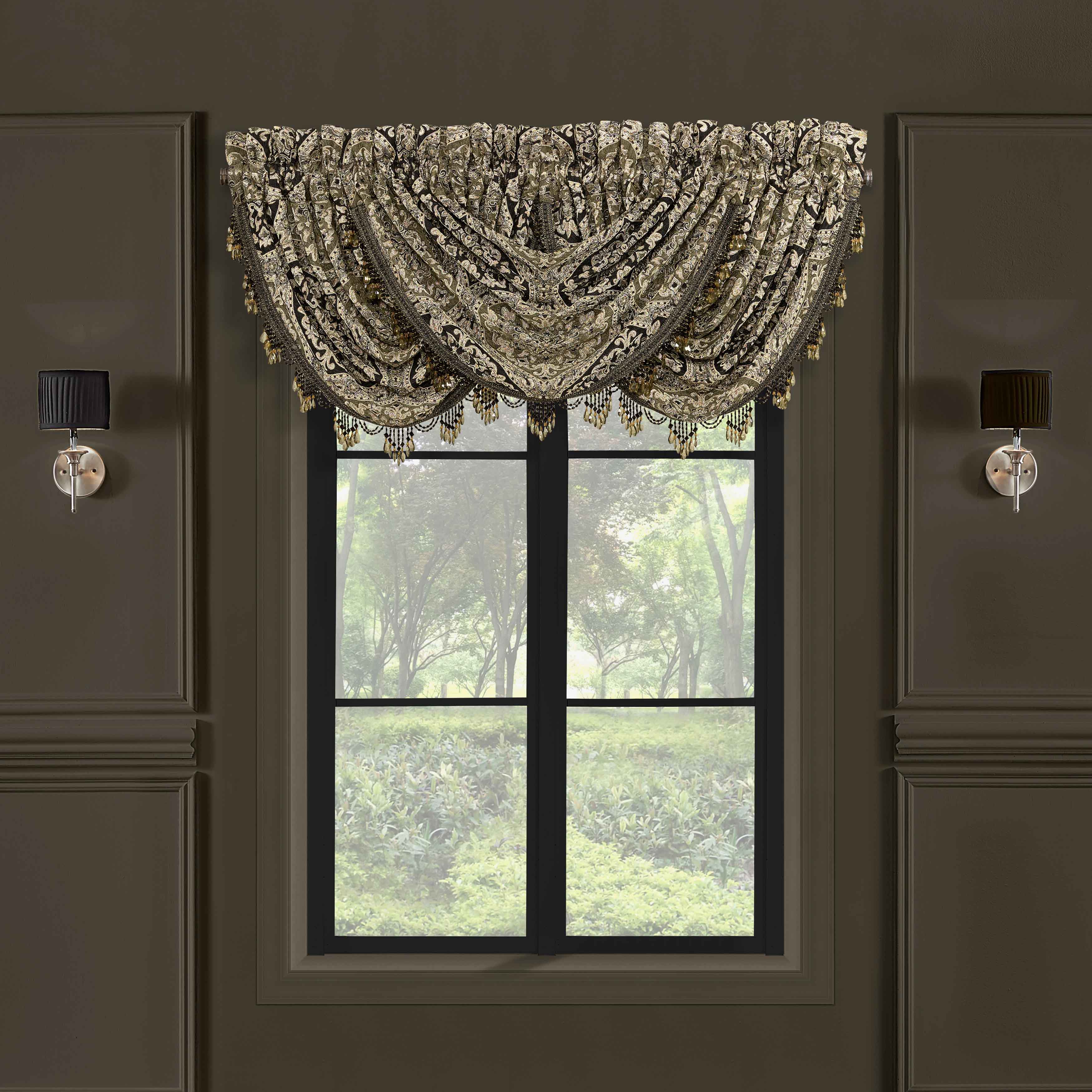 Terra Green Waterfall Window Valance - Final Sale Window Valances By Latest-bedding