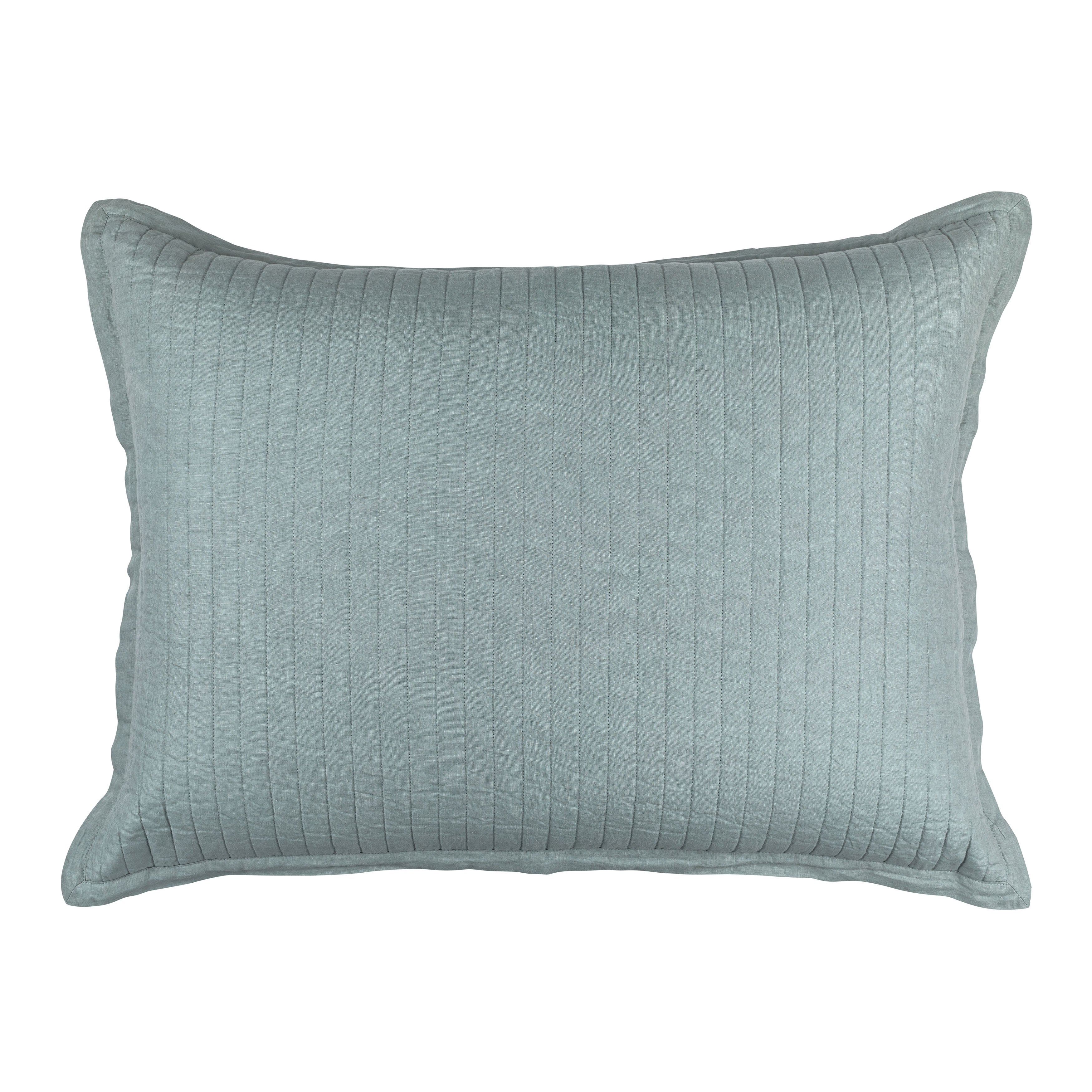 Tessa Sky linen Quilted Luxe Euro Pillow Throw Pillows By Lili Alessandra