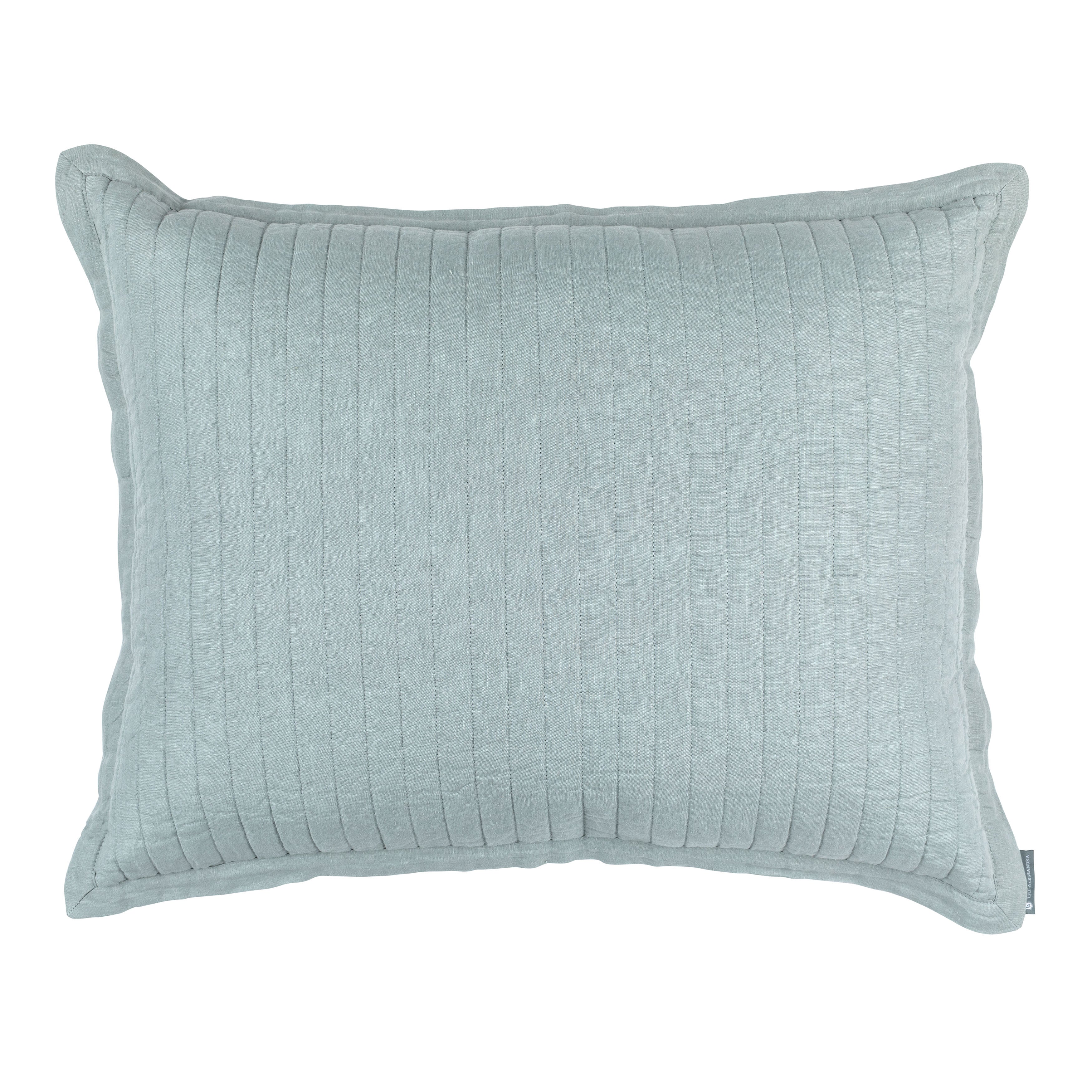 Tessa Sky linen Quilted Pillow Throw Pillows By Lili Alessandra