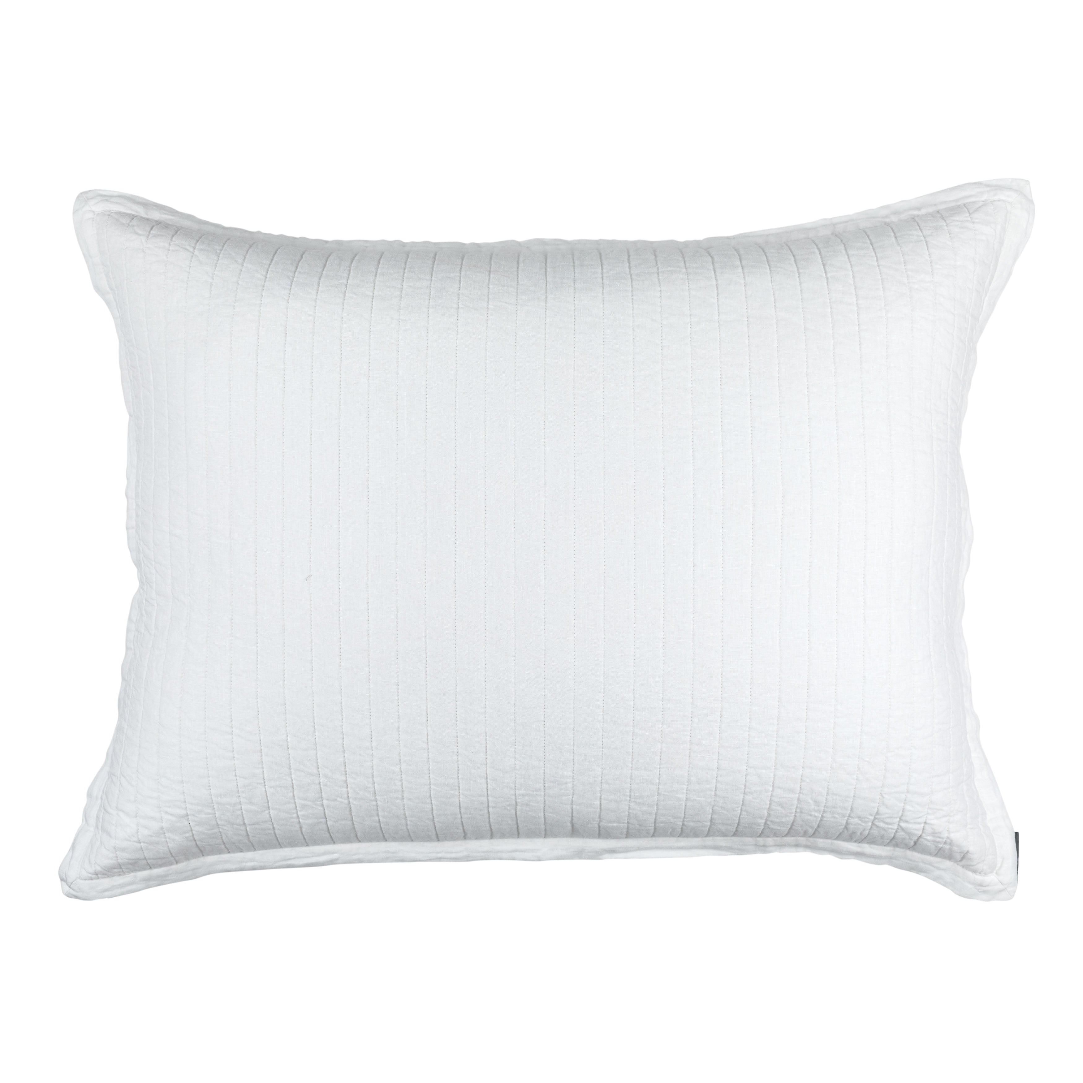 Tessa White Linen Quilted Luxe Euro Pillow Throw Pillows By Lili Alessandra