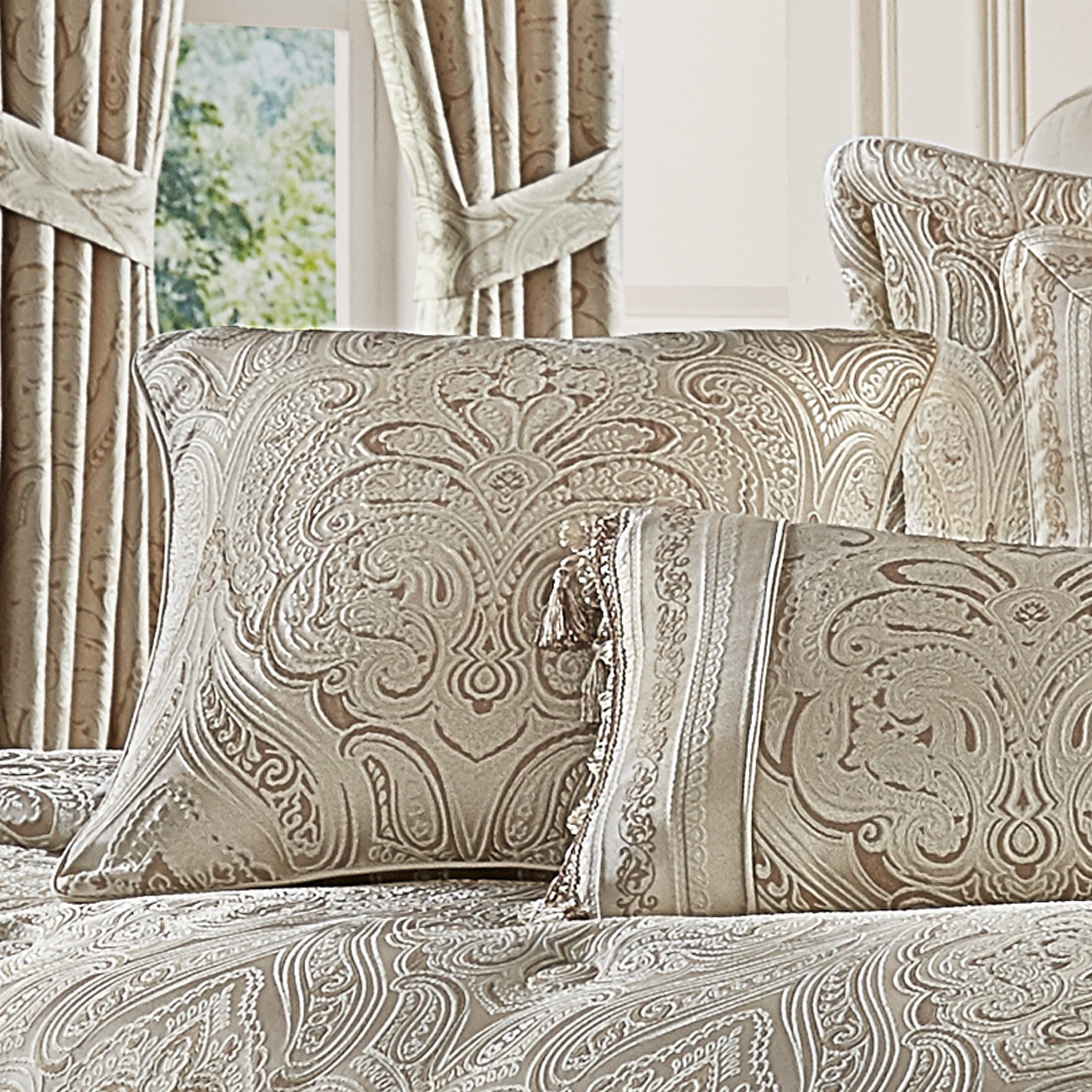 Trinity Champagne Square Decorative Throw Pillow 20" x 20" By J Queen Throw Pillows By J. Queen New York