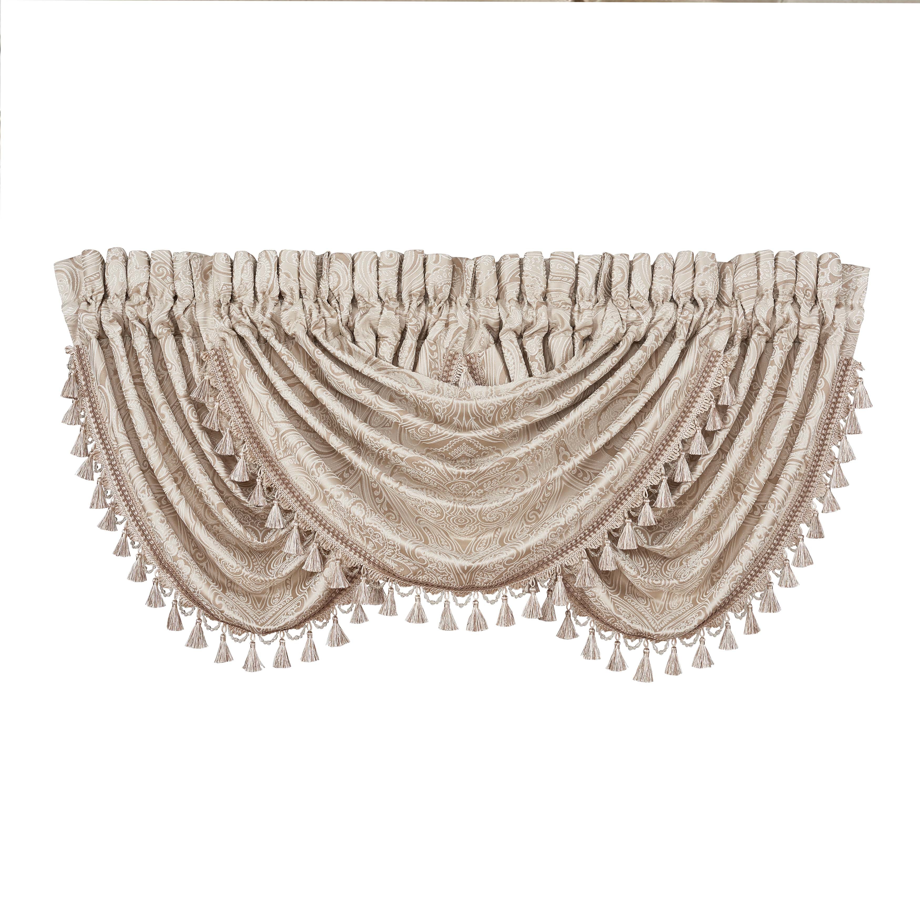 Trinity Champagne Waterfall Window Valance By J Queen Window Valances By J. Queen New York