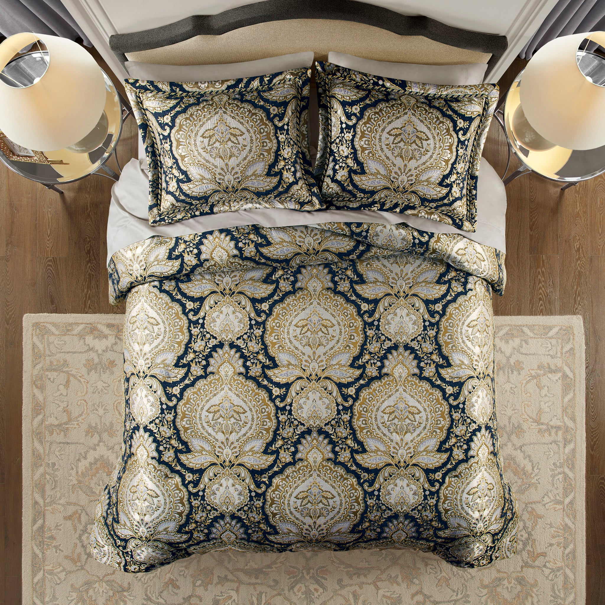 Valentina Navy 4-Piece Comforter Set Comforter Sets By Croscill Home LLC