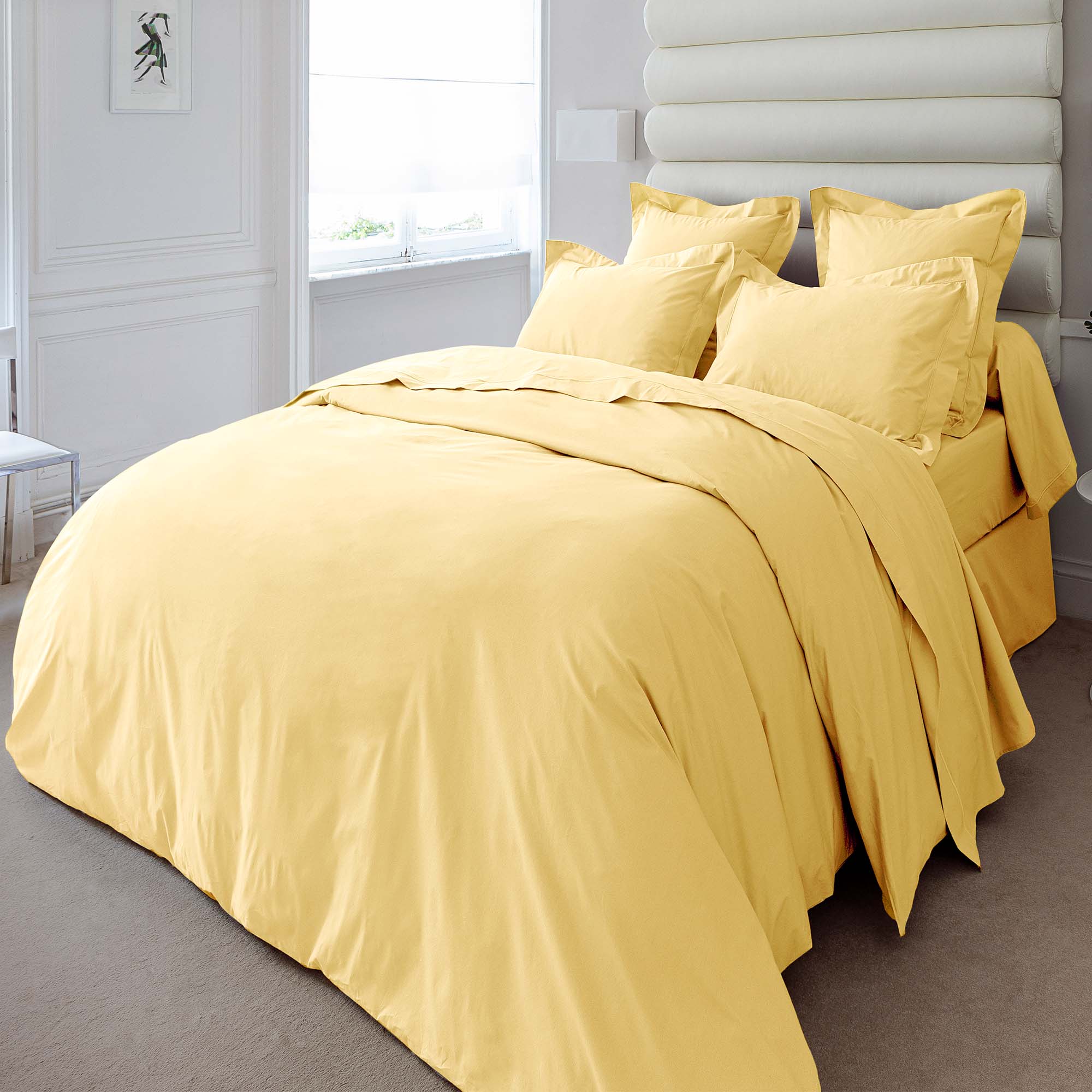Vexin Pollen Yellow 100% Cotton Percale Duvet Cover Duvet Covers By Anne de Solène