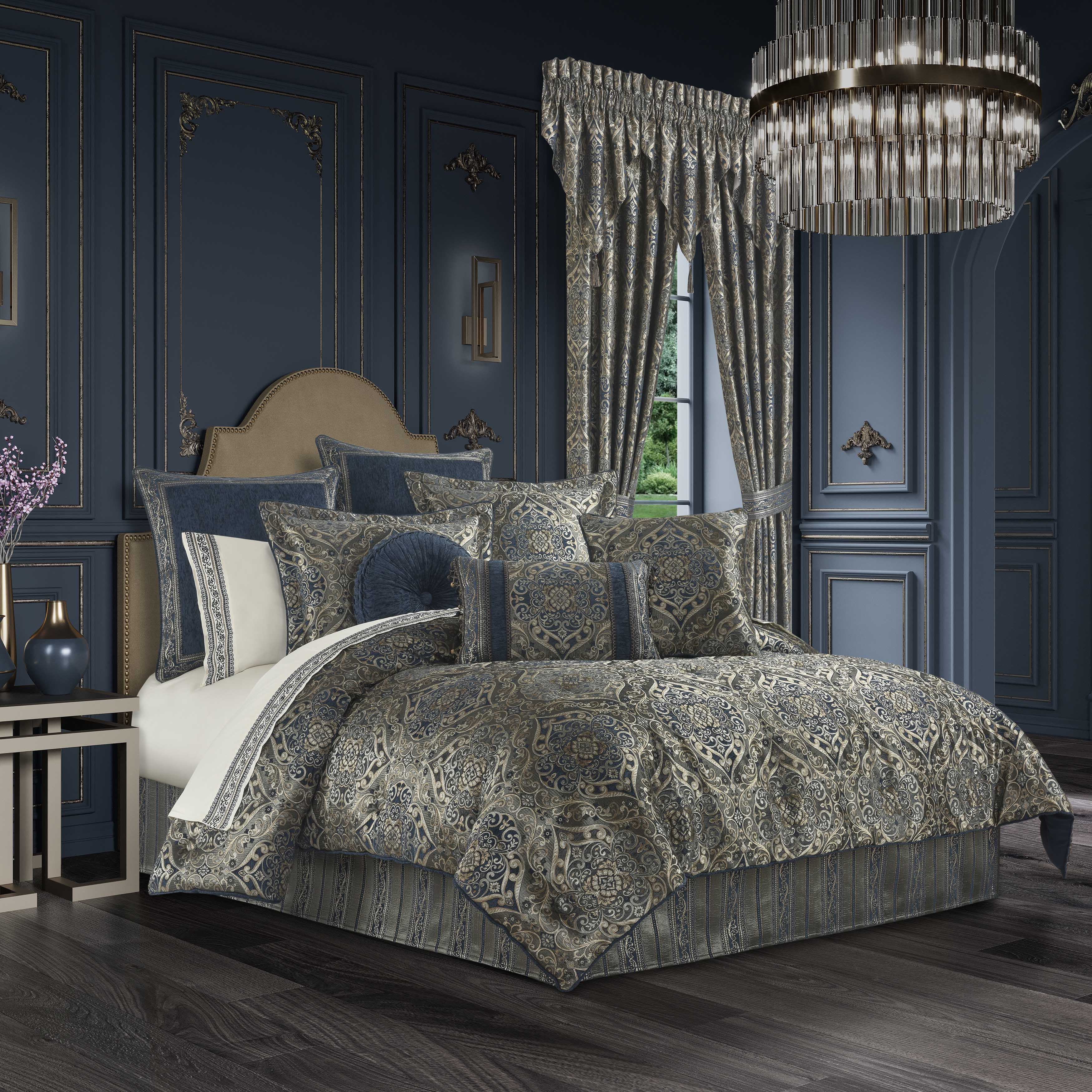 Weston Blue 4-Piece Comforter Set Comforter Sets By J. Queen New York
