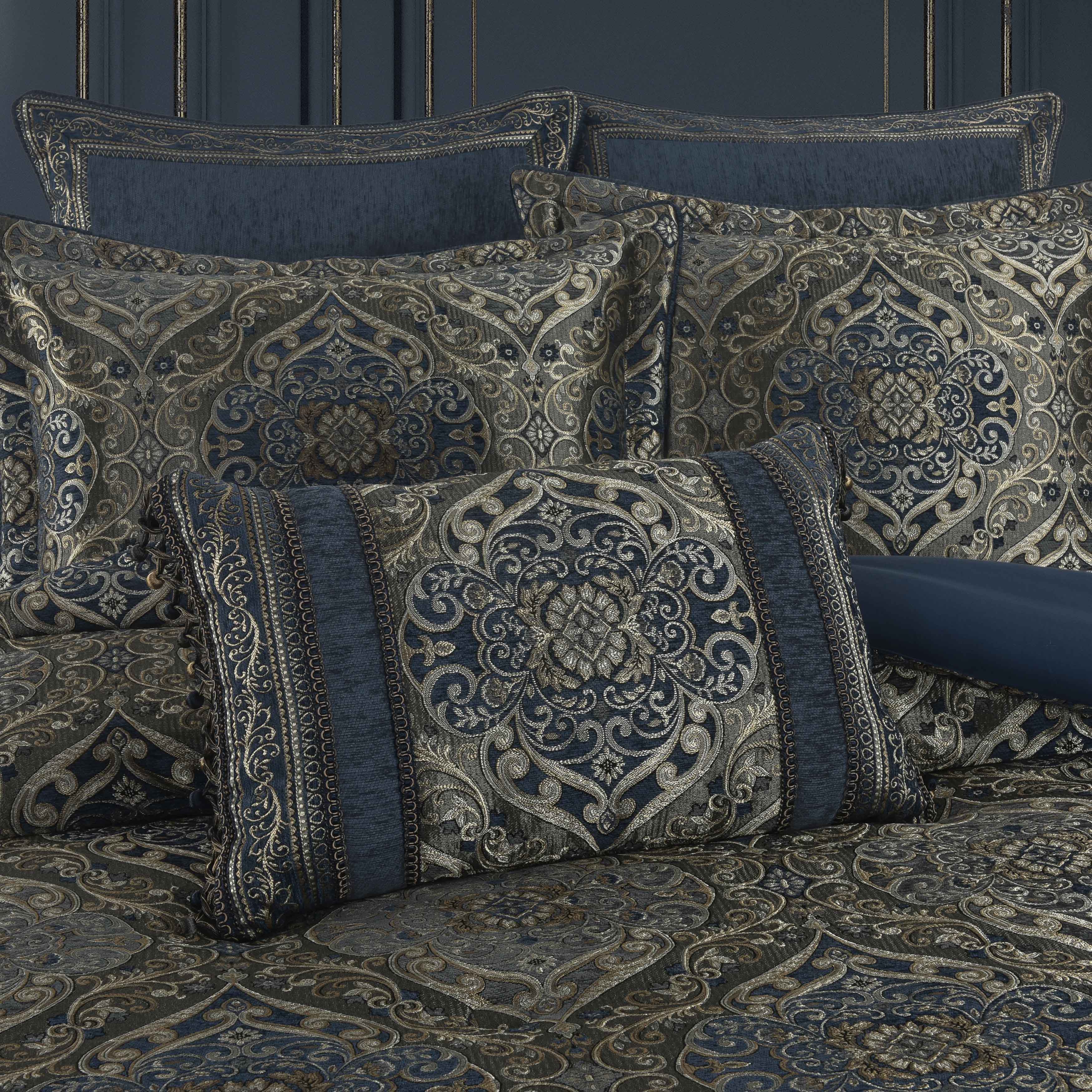 Weston Blue Boudoir Decorative Throw Pillow 21" x 15" Throw Pillows By J. Queen New York