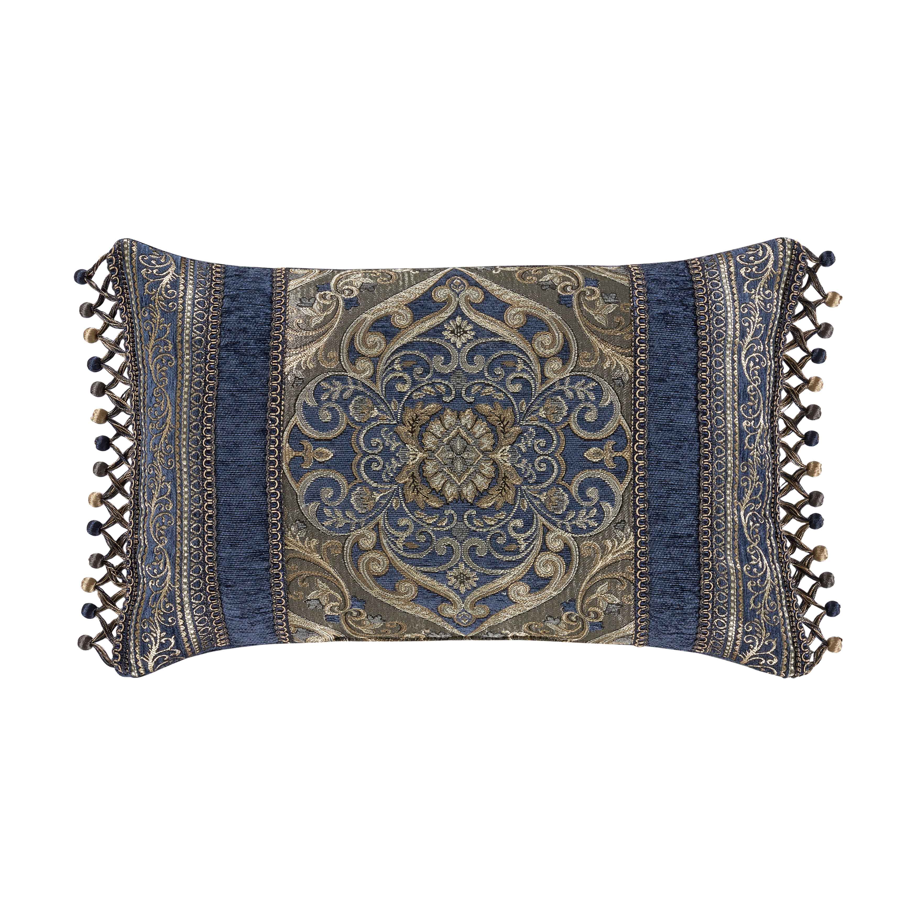 Weston Blue Boudoir Decorative Throw Pillow 21" x 15" Throw Pillows By J. Queen New York