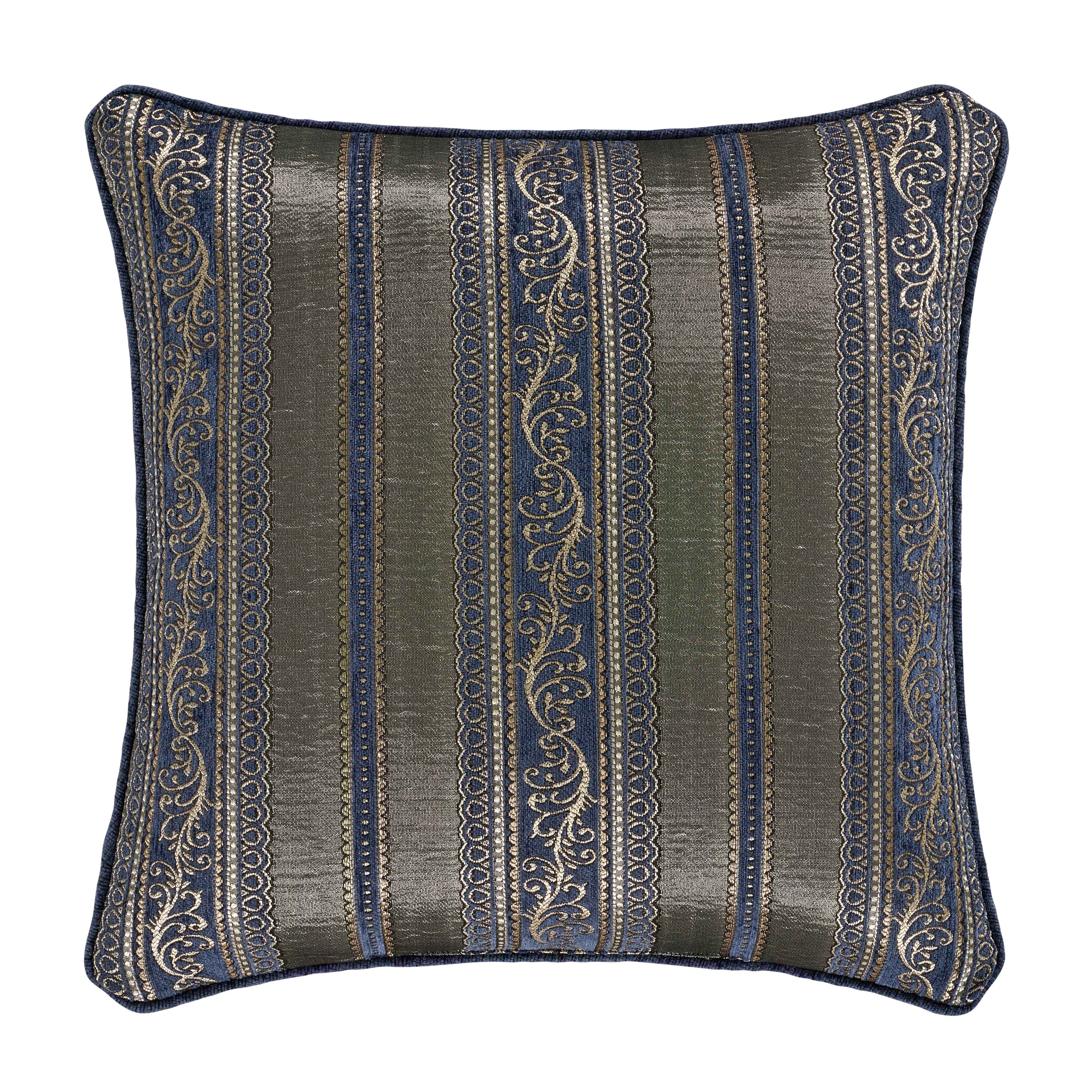 Weston Blue Square Decorative Throw Pillow 20" x 20" Throw Pillows By J. Queen New York