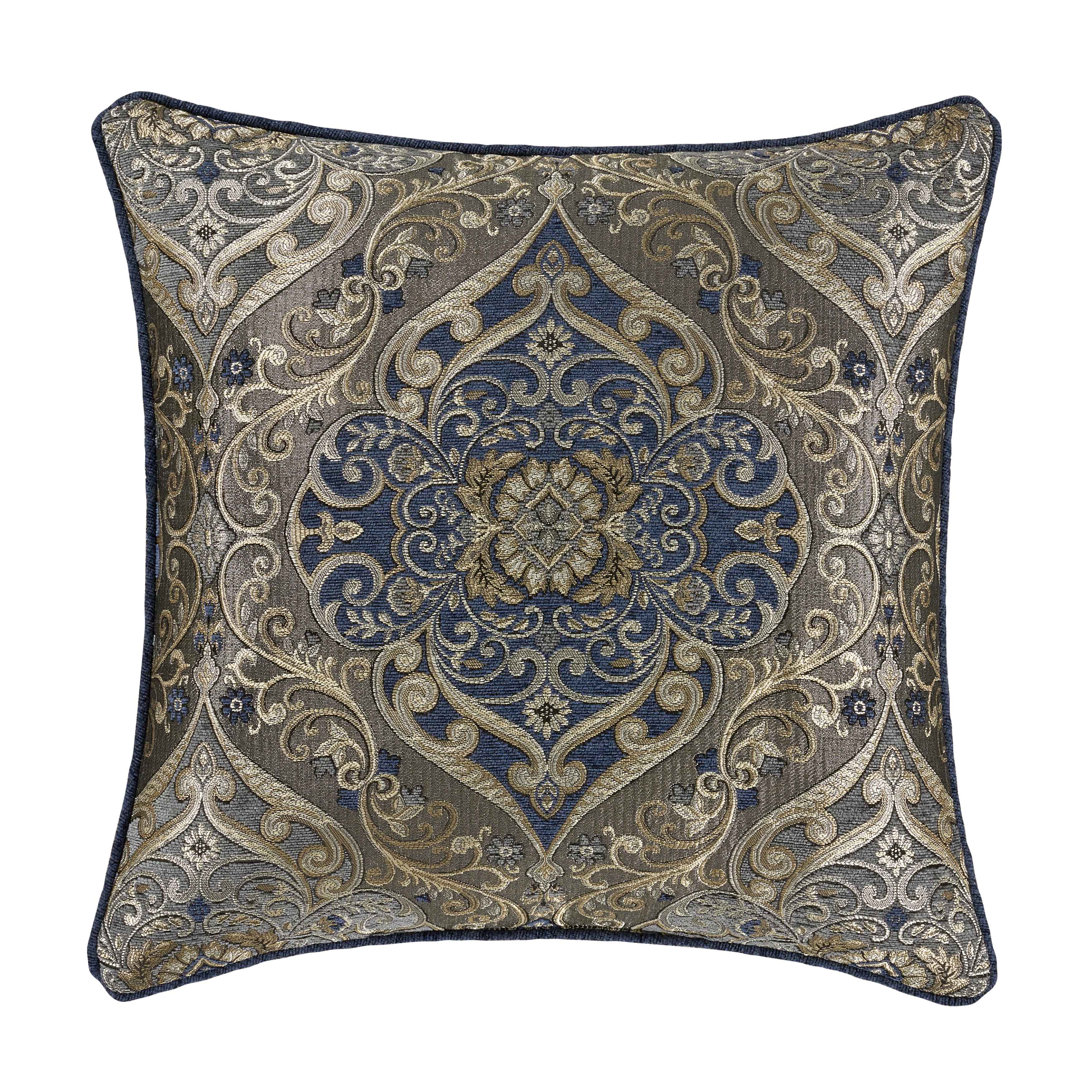 Weston Blue Square Decorative Throw Pillow 20" x 20" Throw Pillows By J. Queen New York