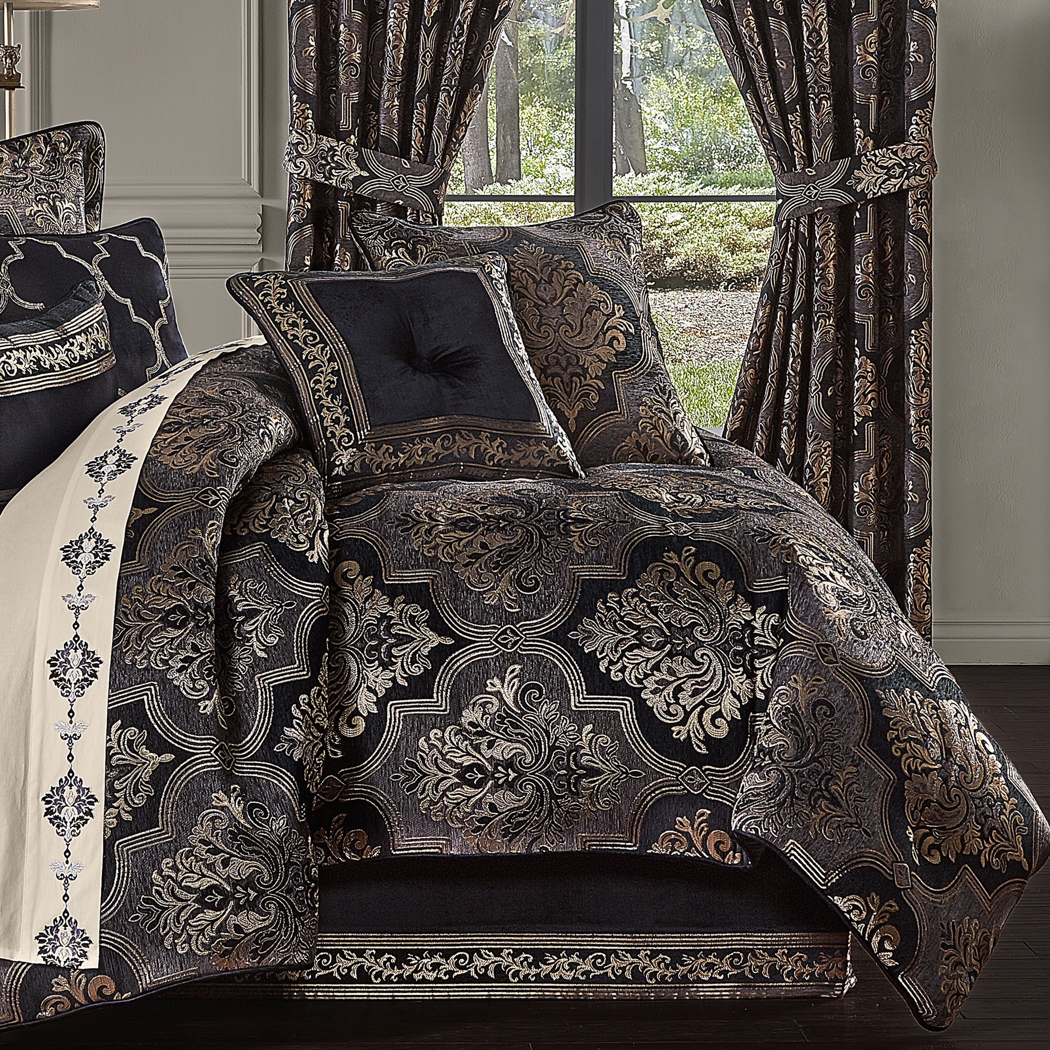 Windham Black 4-Piece Comforter Set By J Queen in King- Final Sale Comforter Sets By US Office - Latest-bedding