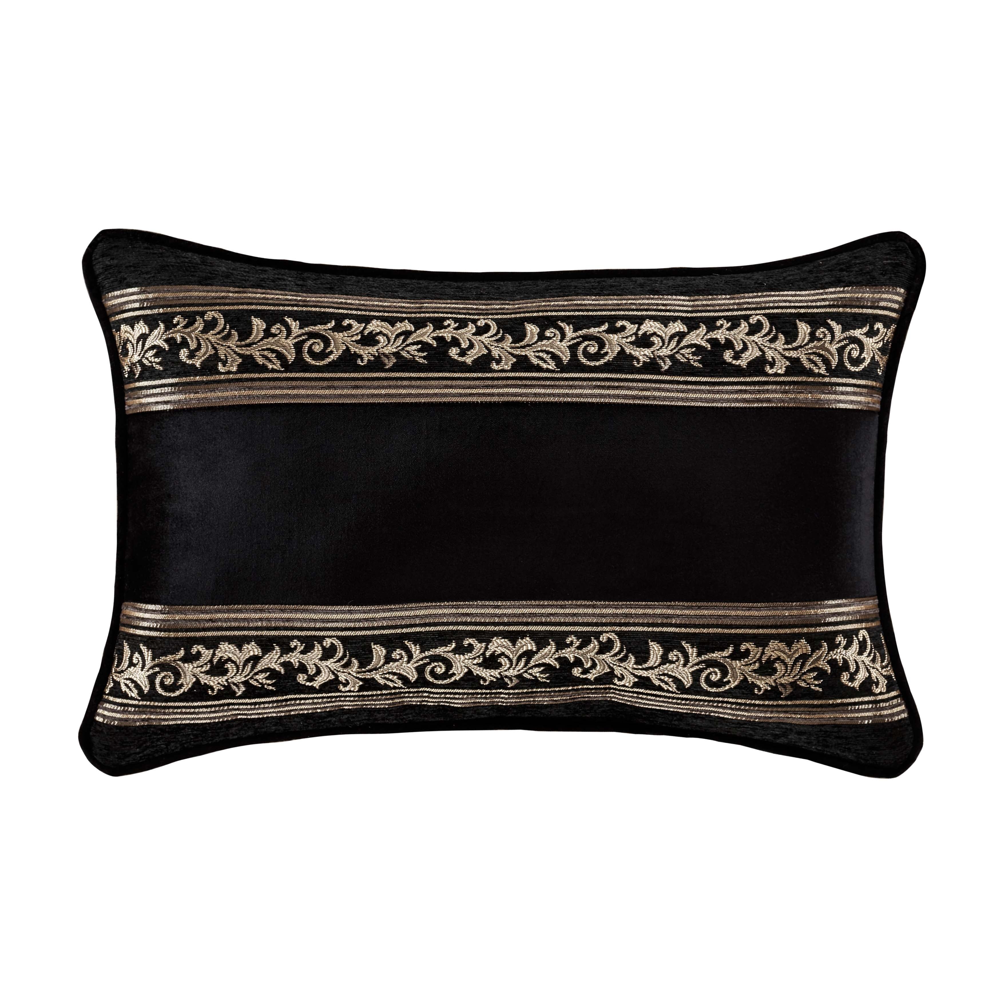 Windham Black Boudoir Decorative Throw Pillow 23" x 15" By J Queen Throw Pillows By J. Queen New York