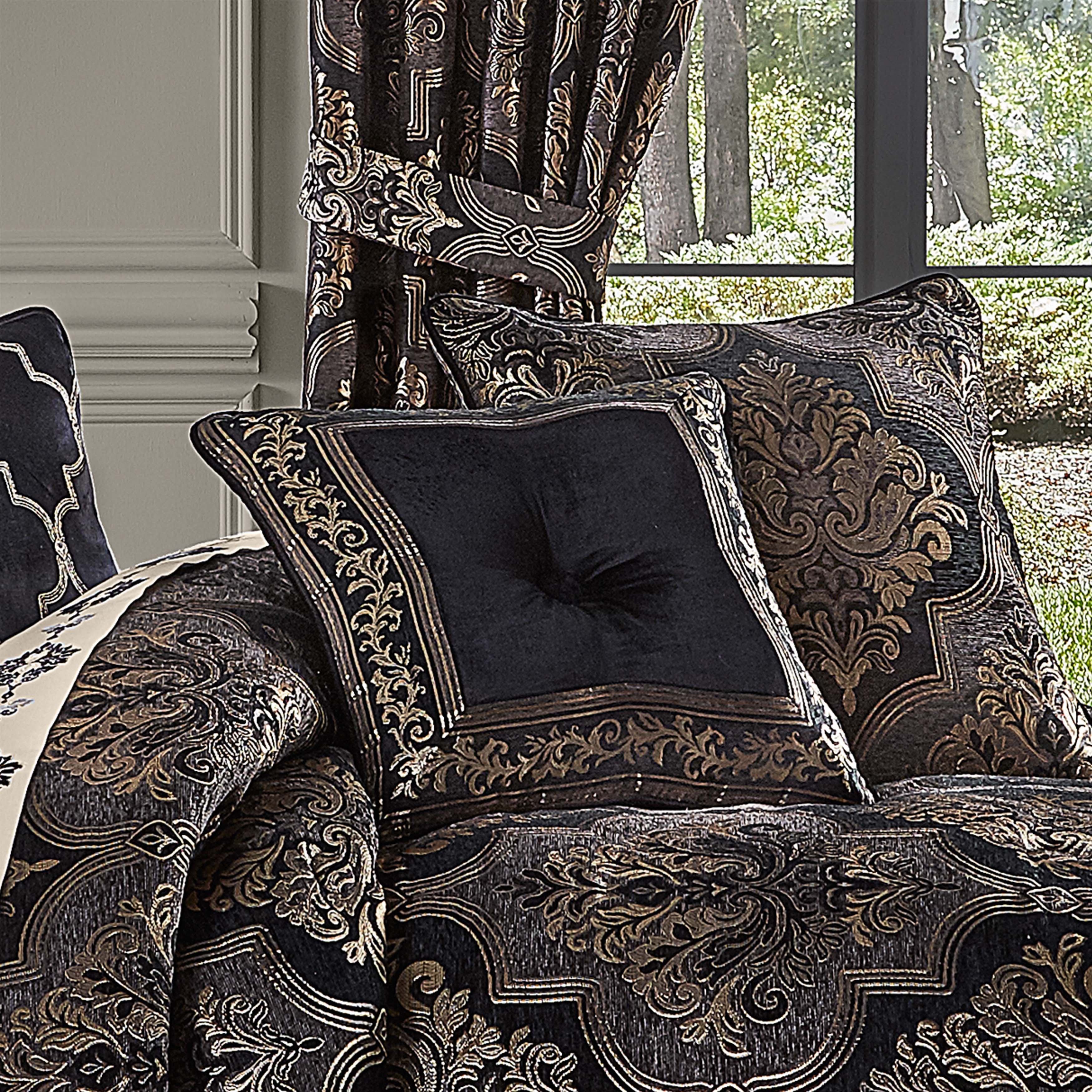 Windham Black Square Decorative Throw Pillow 18" x 18" By J Queen Throw Pillows By J. Queen New York