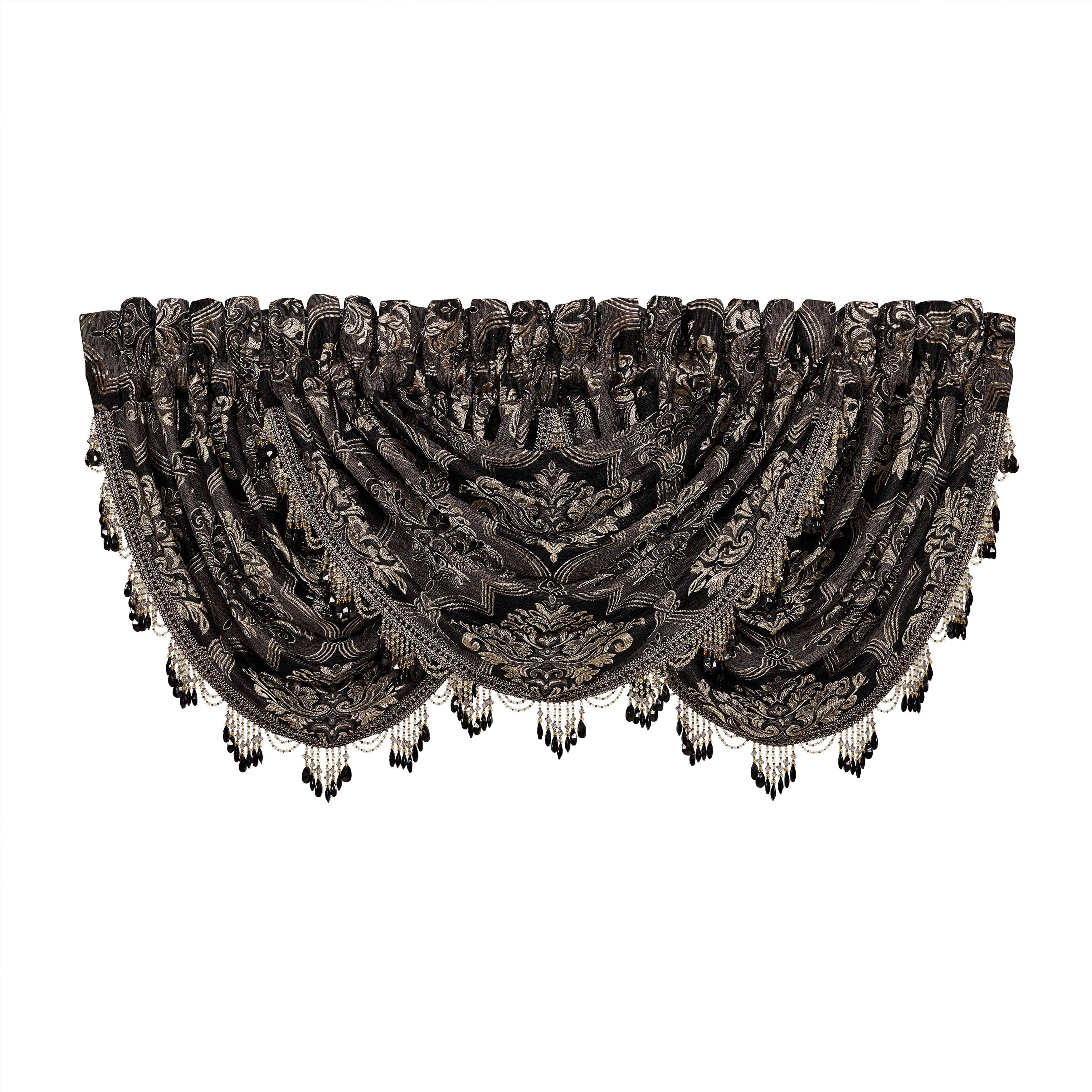 Windham Black Waterfall Window Valance By J Queen Window Valances By J. Queen New York