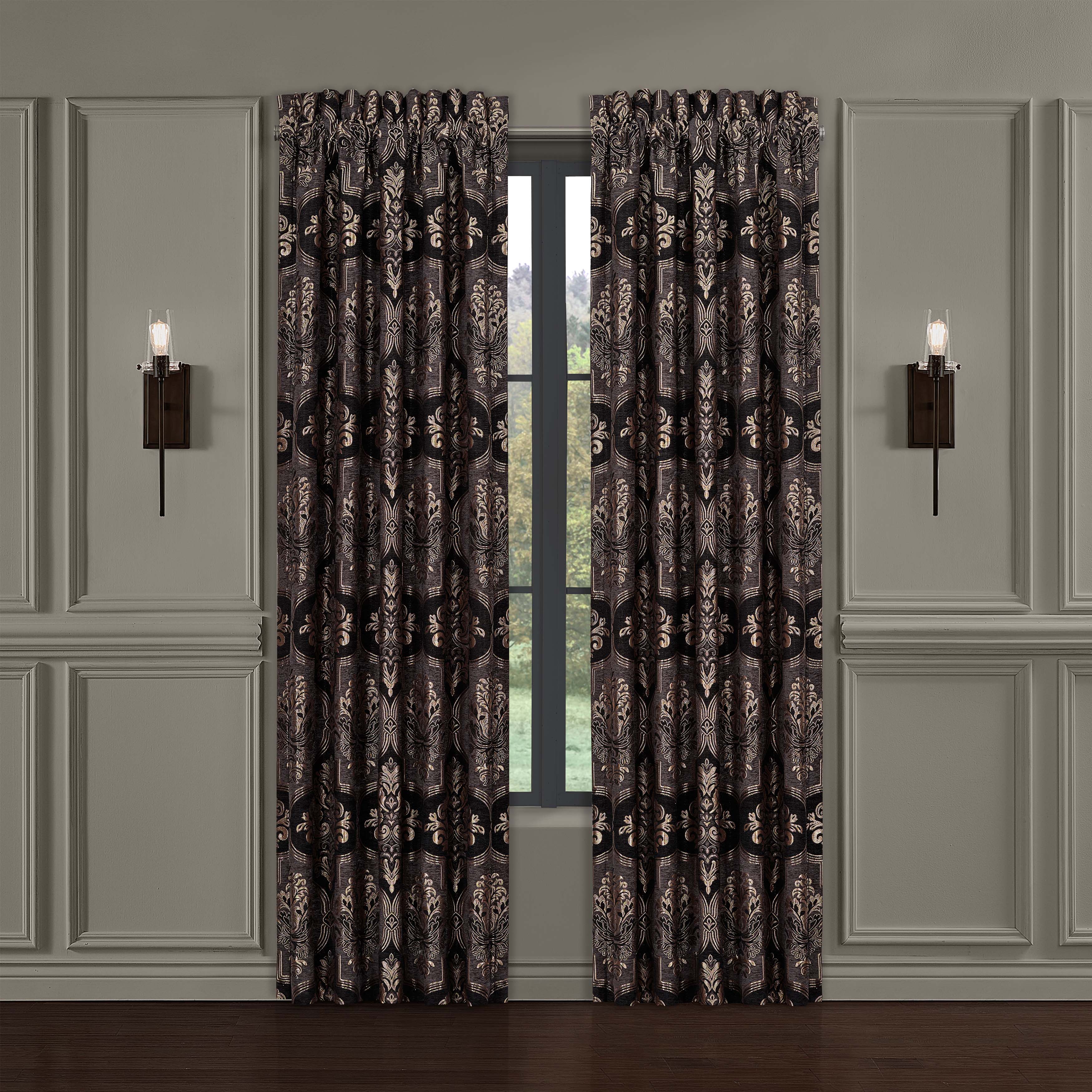 Windham Black Window Panel Pair (Set of 2) Window Panels By J. Queen New York