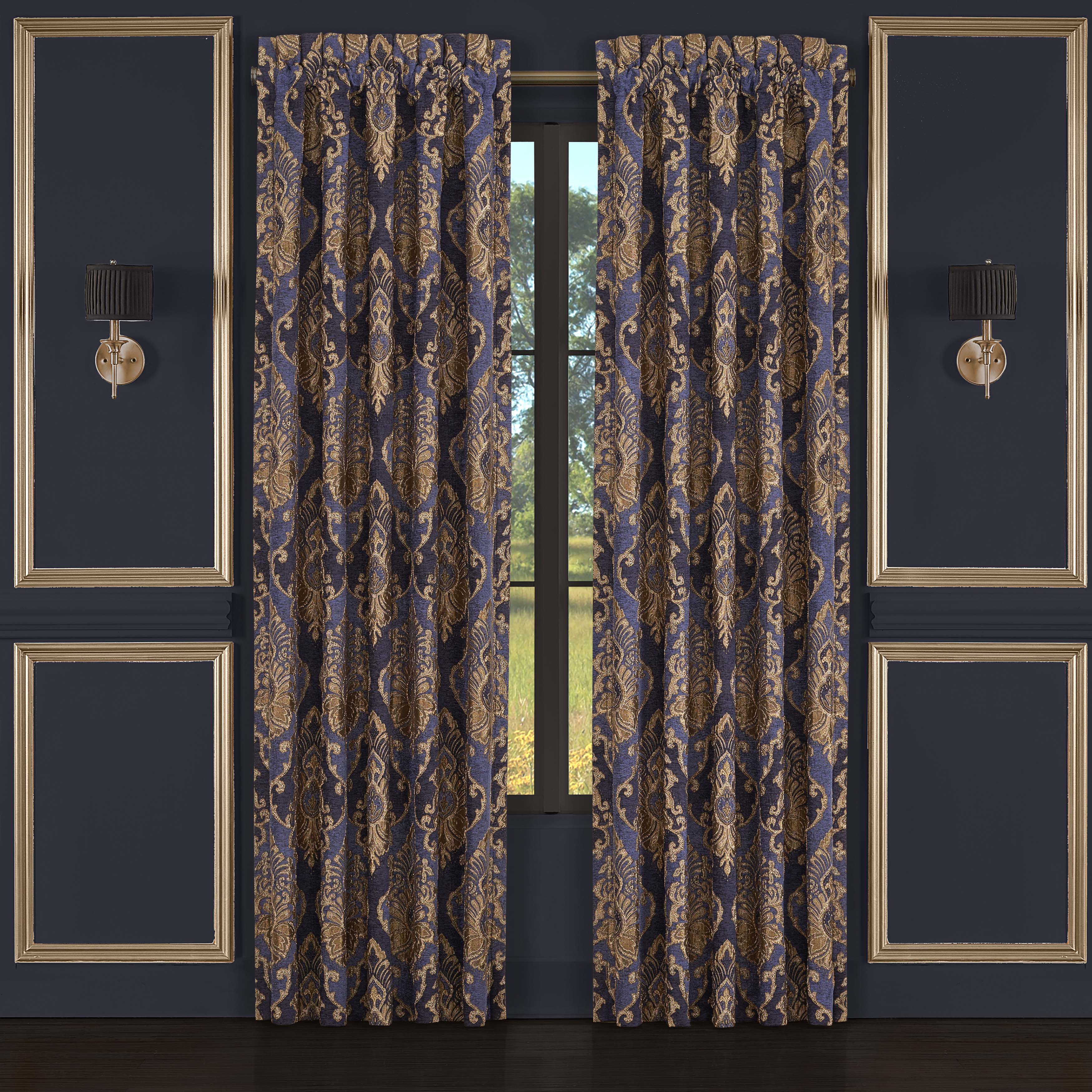 Woodstock Indigo Window Panel Pair (Set of 2) Window Panels By J. Queen New York
