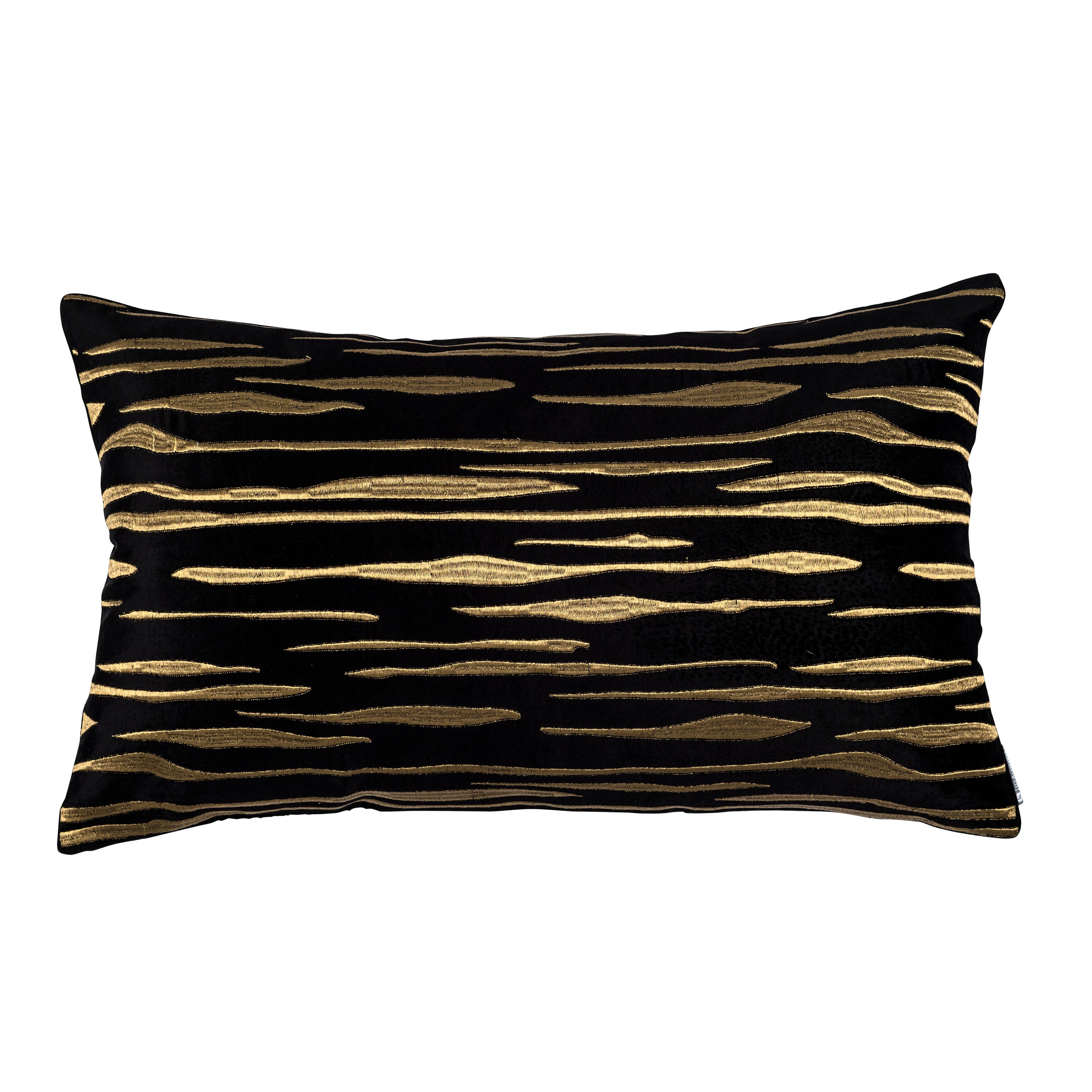 Lili Alessandra Black Matte Velvet Gold Embroidery Rectangle Pillow Throw Pillows By Lili Alessandra