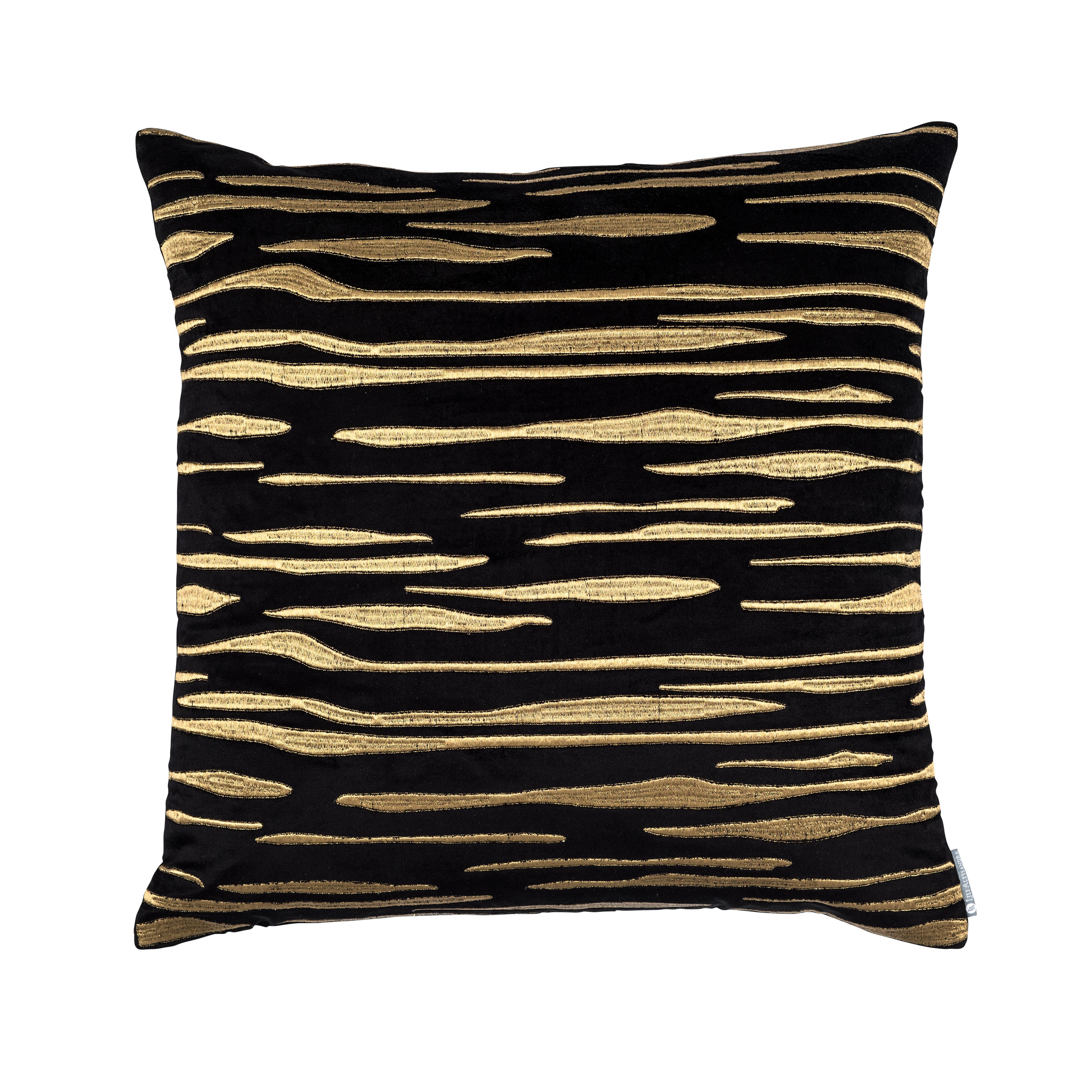 Lili Alessandra Black Matte Velvet Gold Embroidery Square Pillow Throw Pillows By Lili Alessandra