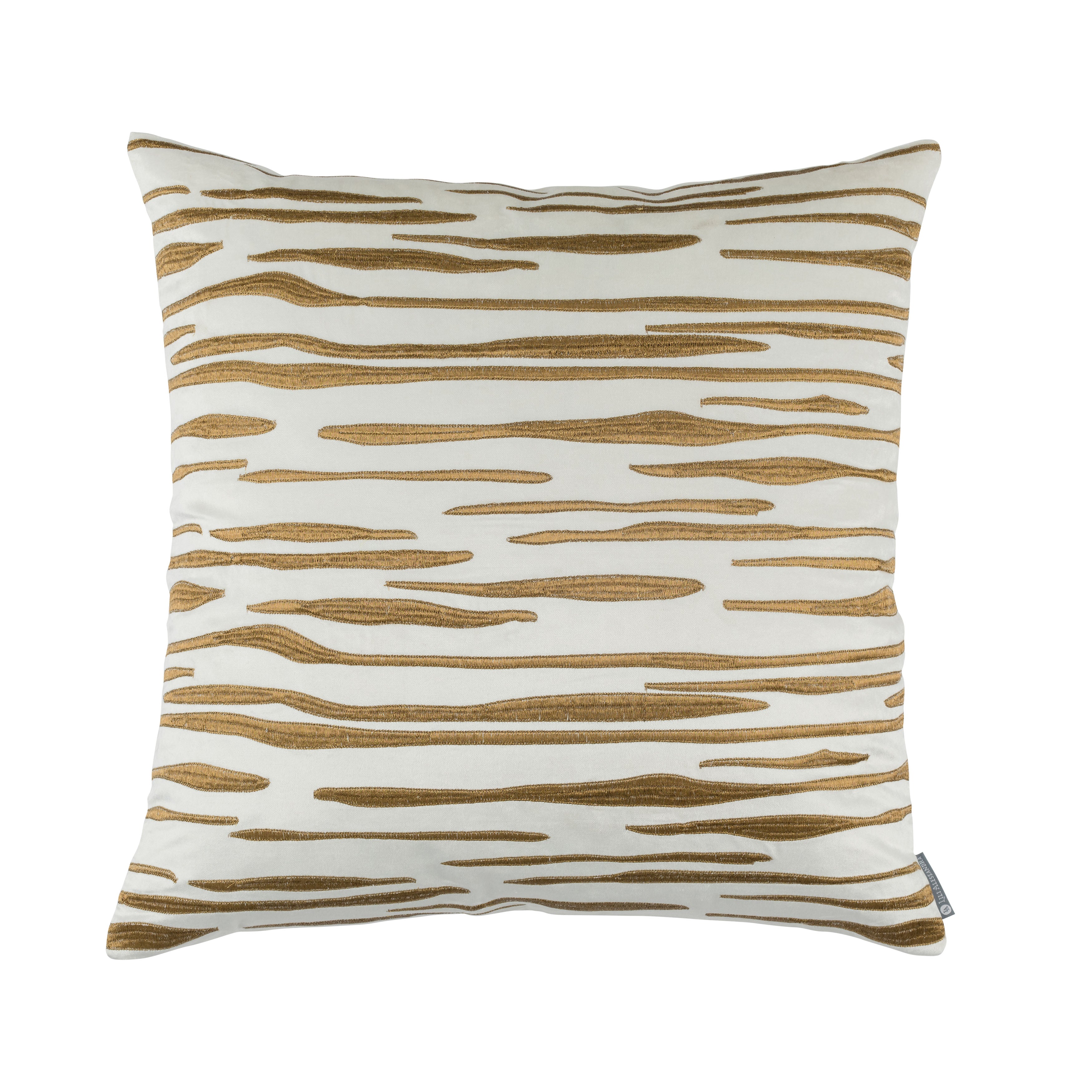 Lili Alessandra Ivory Matte Velvet Gold Embroidery Square Pillow Throw Pillows By Lili Alessandra