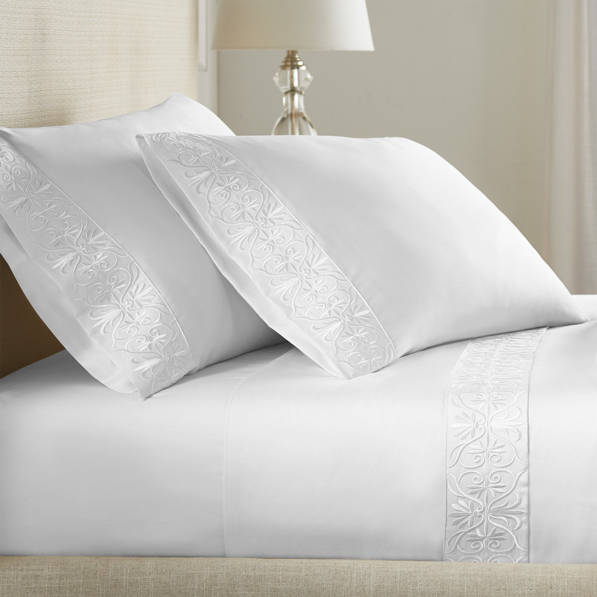 Ariane White Sheet Set | 100% Certified Giza Egyptian Cotton Sheet Set By Pure Parima
