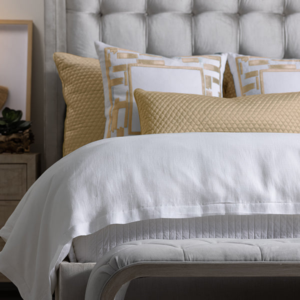 Capri White Rain Duvet Cover with Straw Pillows Duvet Covers By Lili Alessandra