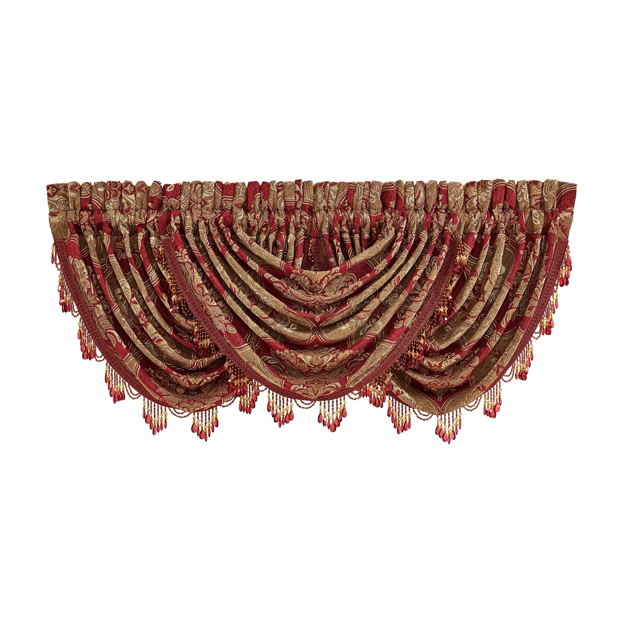 J Queen Maribella Crimson Waterfall Window Valance -Final Sale Window Valances By US Office - Latest-bedding