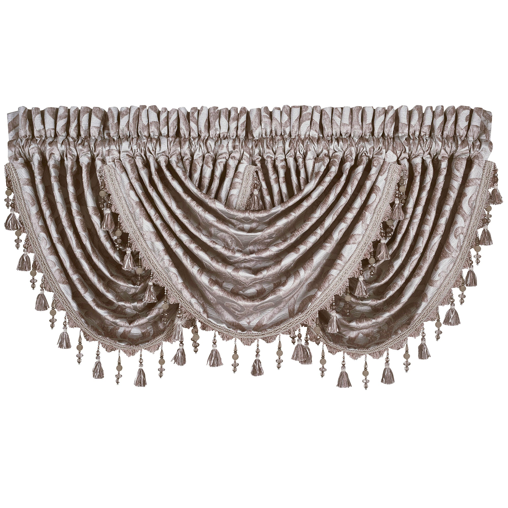 Sicily Pearl Waterfall Window Valance By J Queen Window Valances By J. Queen New York