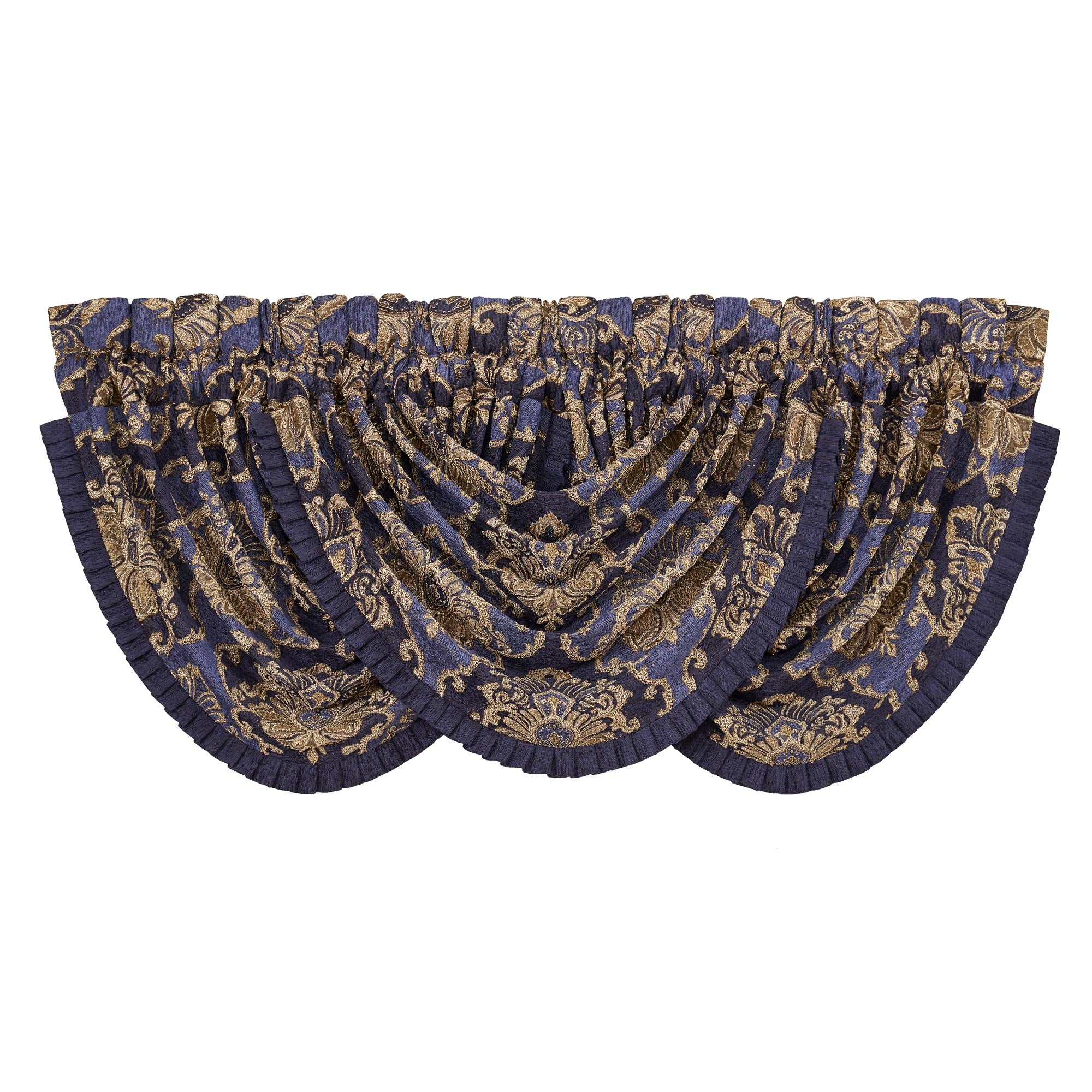 Woodstock Indigo Waterfall Window Valance By J Queen Window Valances By J. Queen New York